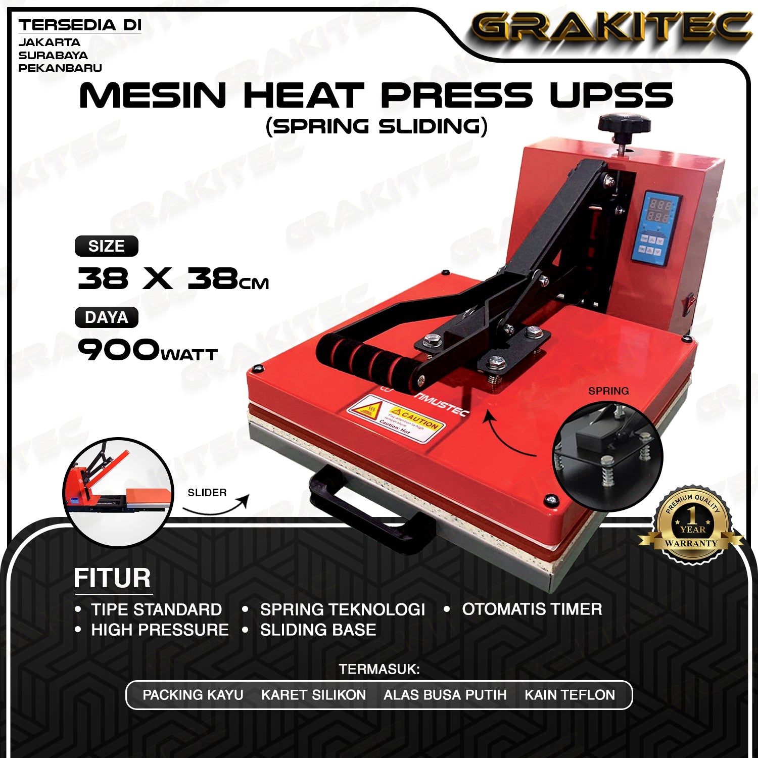 Mesin Press Sablon Tipe UPSS 38x38 900 watt OPTIMUSTEC