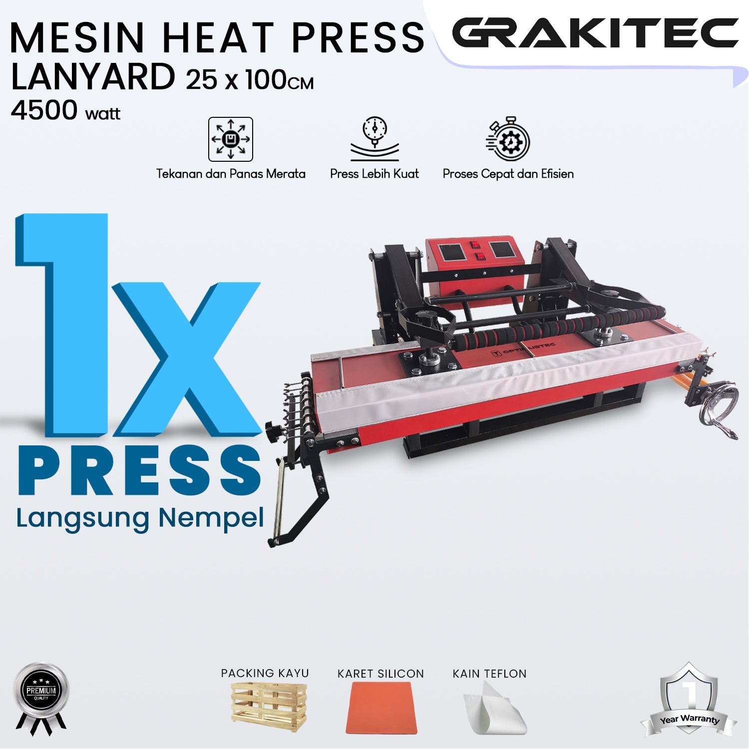Mesin Press Lanyard + Roller 25x100cm Double Heater