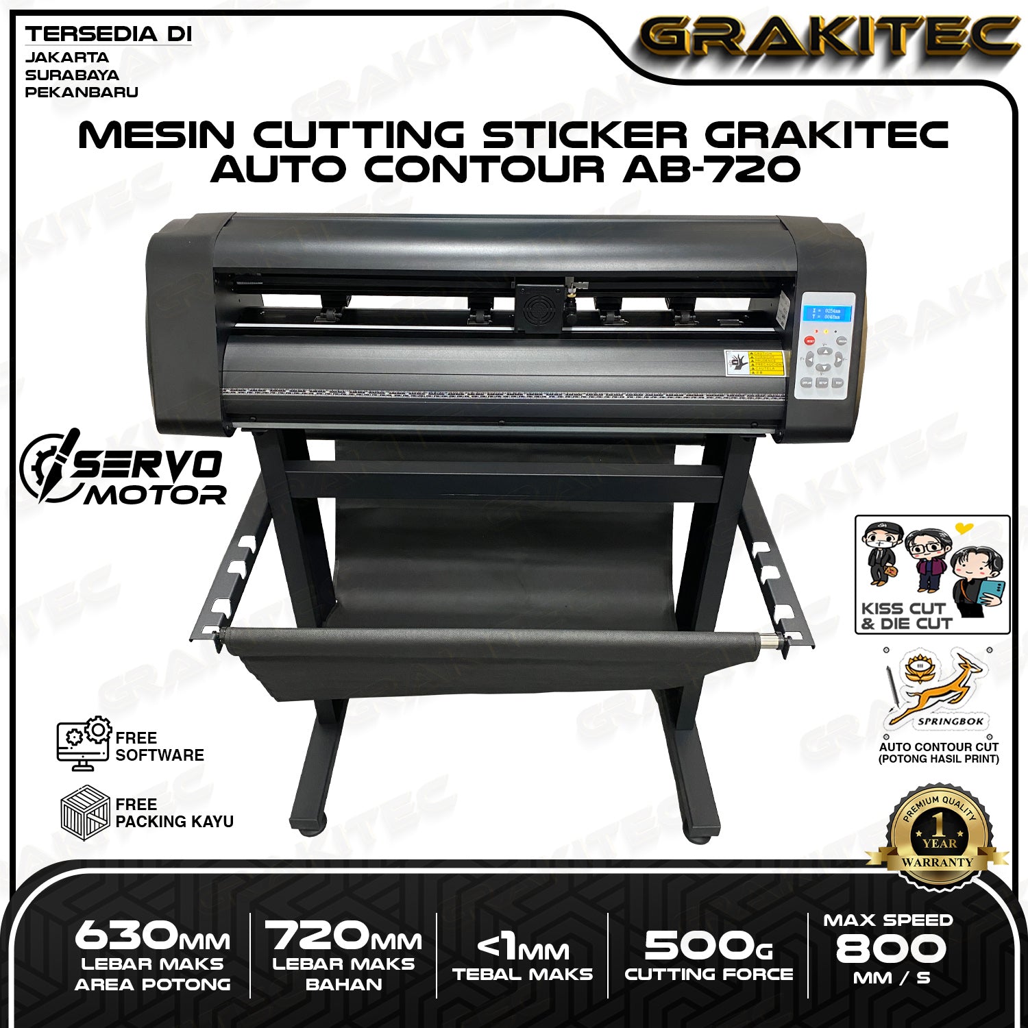 Mesin Cutting Sticker AB-720 Auto Contour Cut + Standing Bracket Grakitec