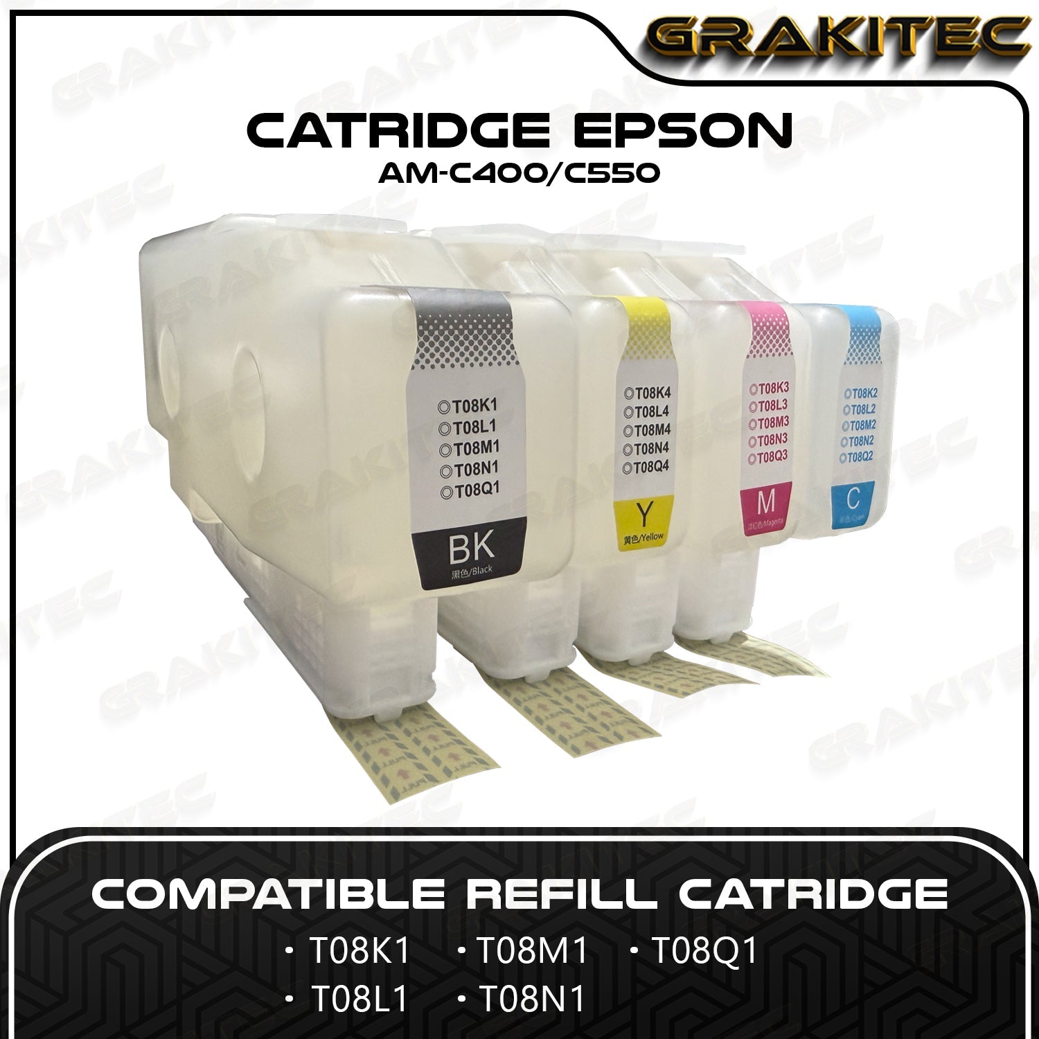 Tabung Epson Refill Catridge AMC400 C550 T08N Chipless Grakitec
