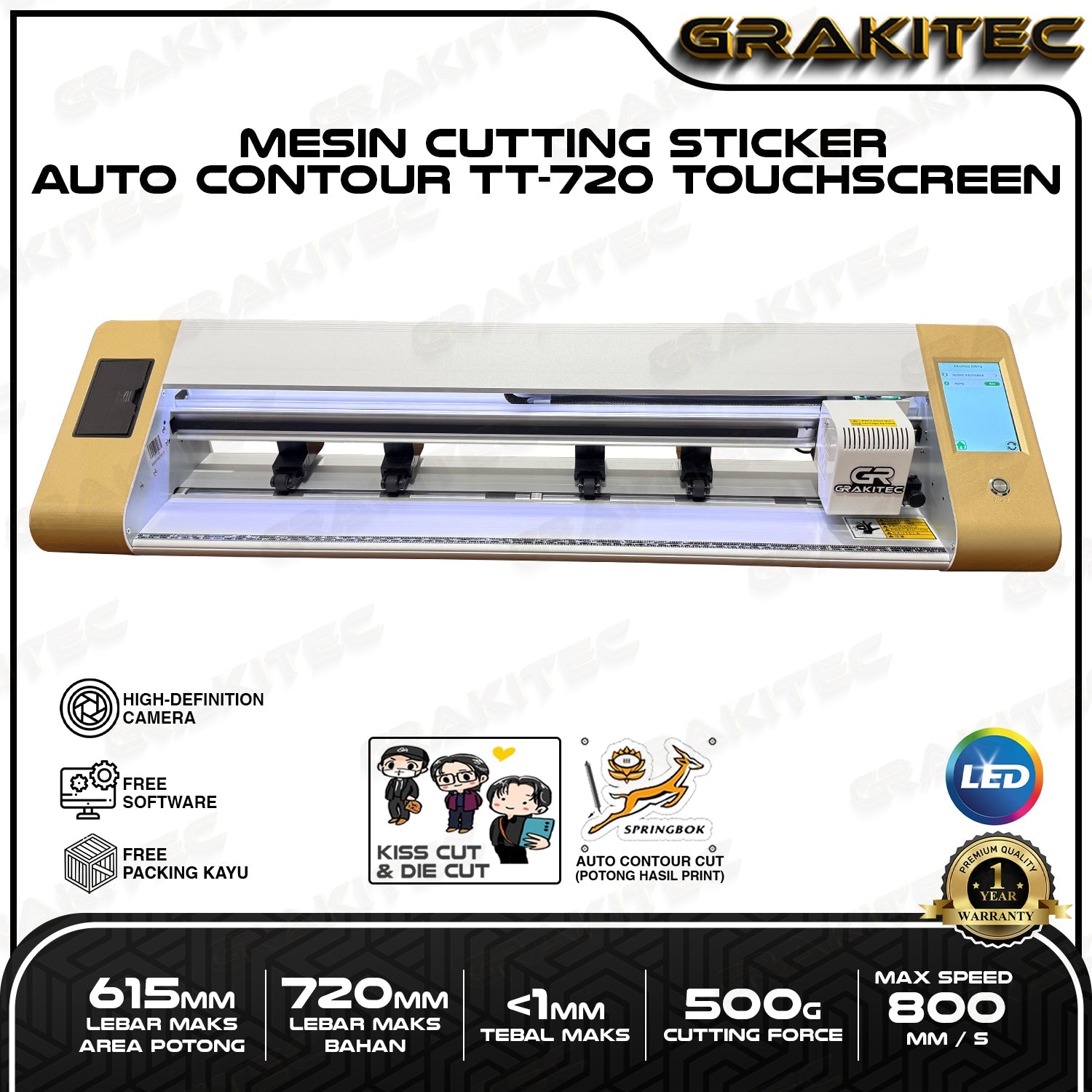 Mesin Cutting Sticker Auto Contour Touchscreen TT 720 Grakitec