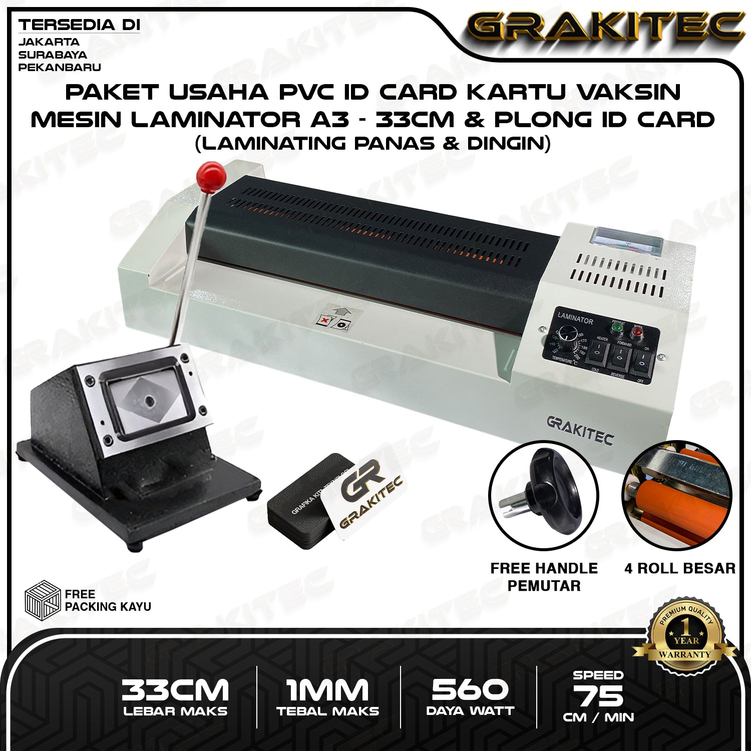 Paket Usaha Cetak PVC ID Card Mesin Laminating, Alat Potong / Plong ID Card, PVC ID CARD