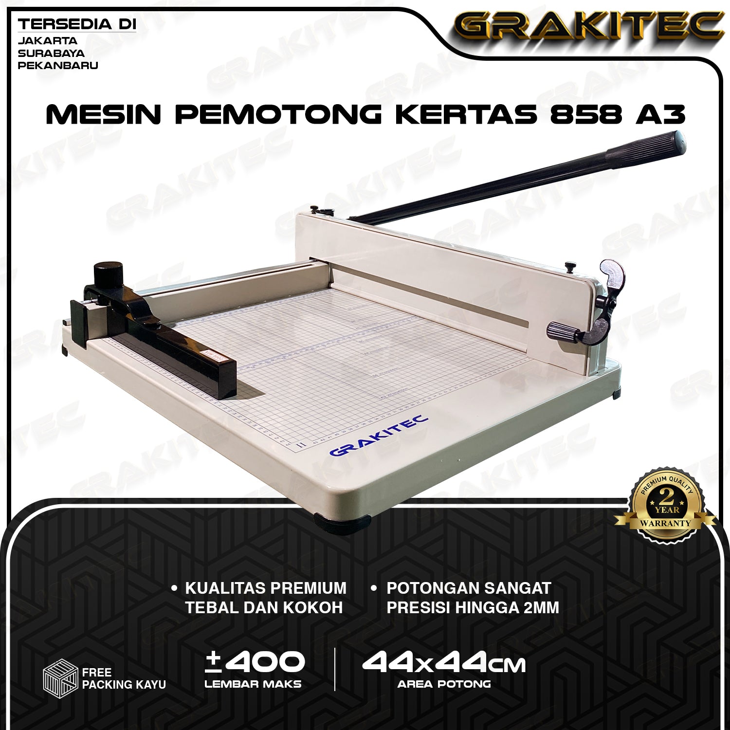 Mesin Pemotong Kertas 1 rim A3 858 Kualitas Super Premium ( Alat Potong Kertas hvs, Sticker, Art Paper, Undangan,Buku,Brosur Ukuran A5 A4 F4 B4 A3