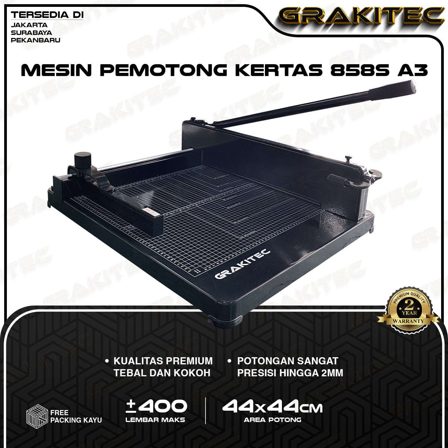 Mesin Pemotong Kertas 1 rim A3 858 Kualitas Super Premium ( Alat Potong Kertas hvs, Sticker, Art Paper, Undangan,Buku,Brosur Ukuran A5 A4 F4 B4 A3