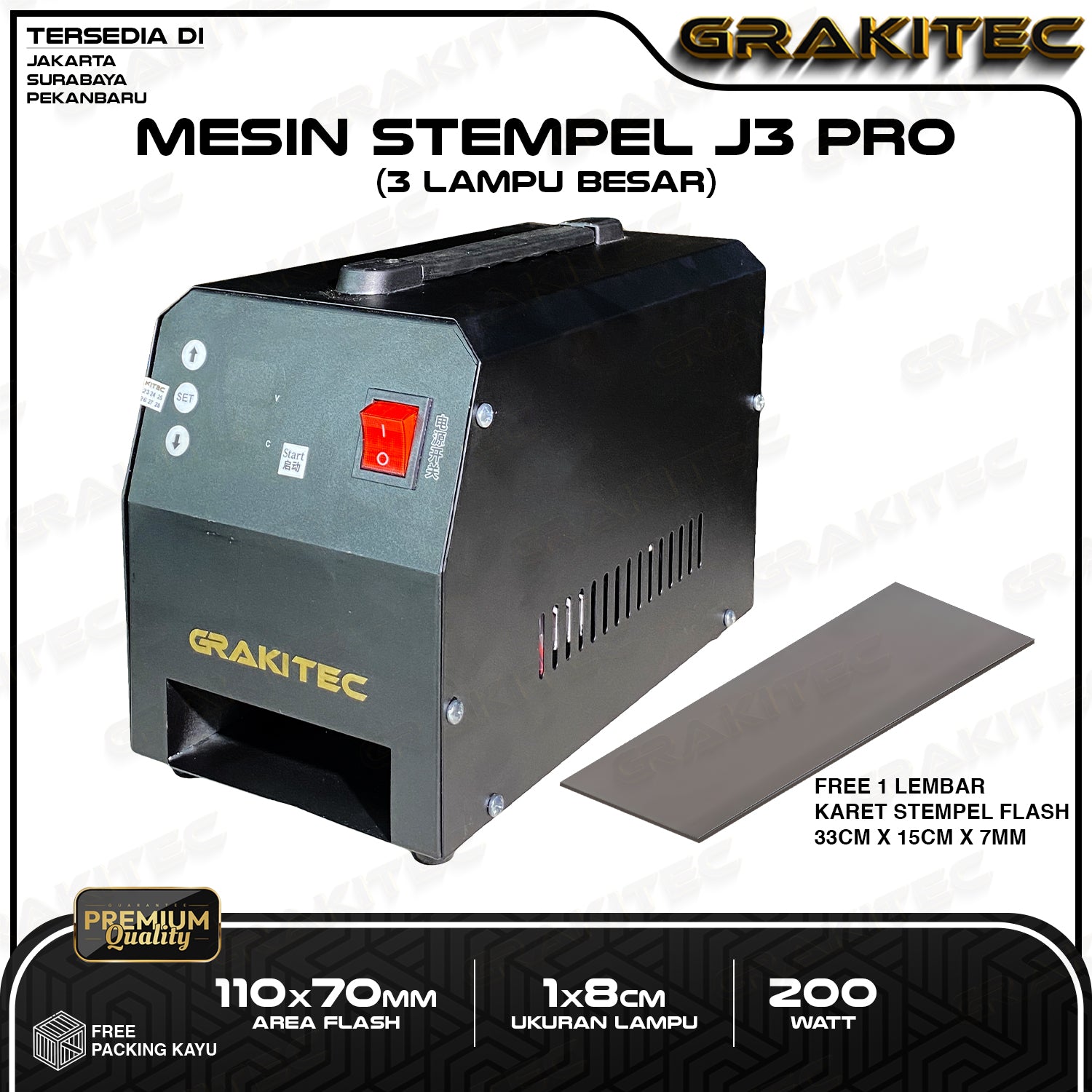 Mesin Stempel Flash GKJ3PRO 3 Lampu KUALITAS IMPORT