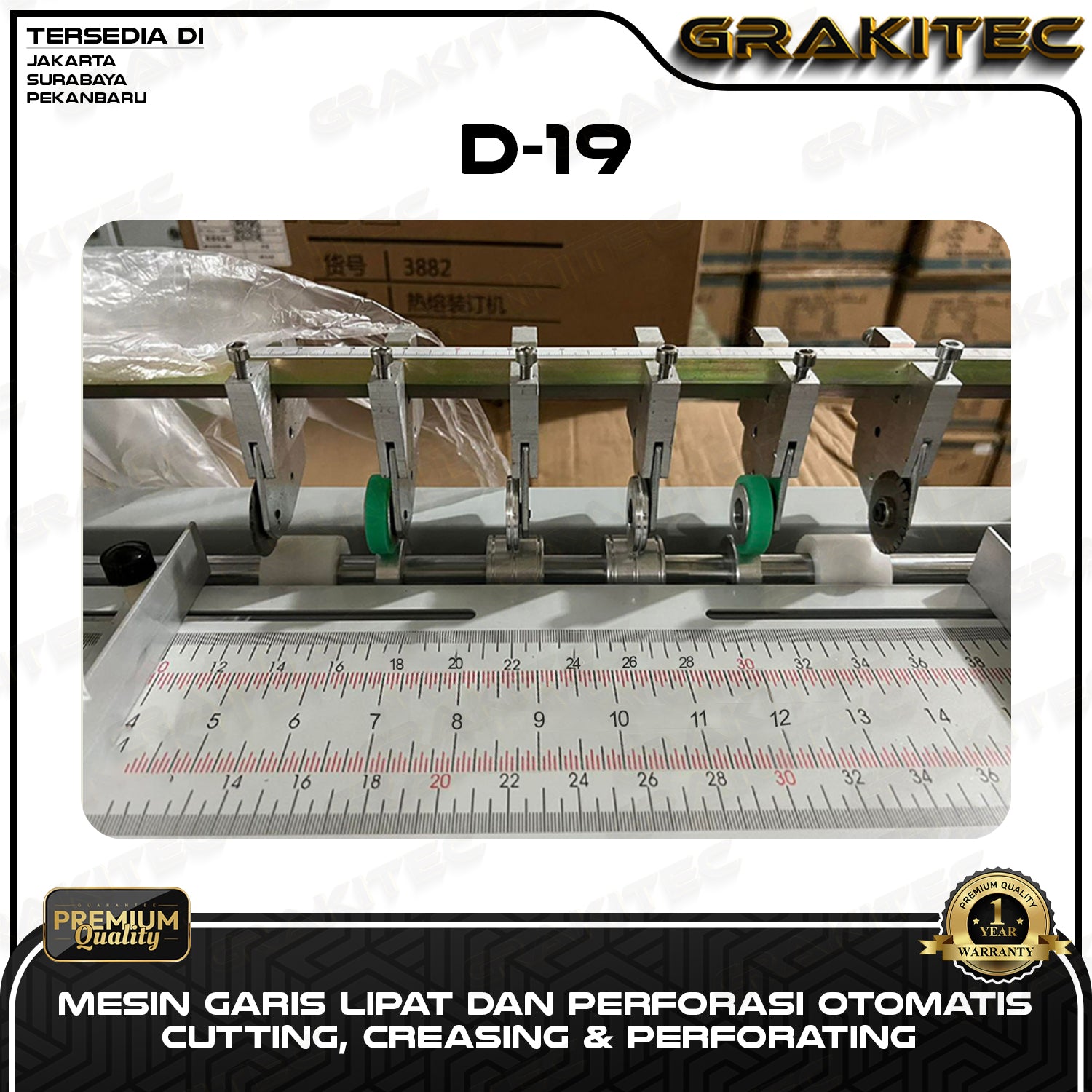 Mesin Electric Cutting, Creasing & Perforating ( Mesin Pembuat Lipatan, Garis Putus Putus ) Grakitec