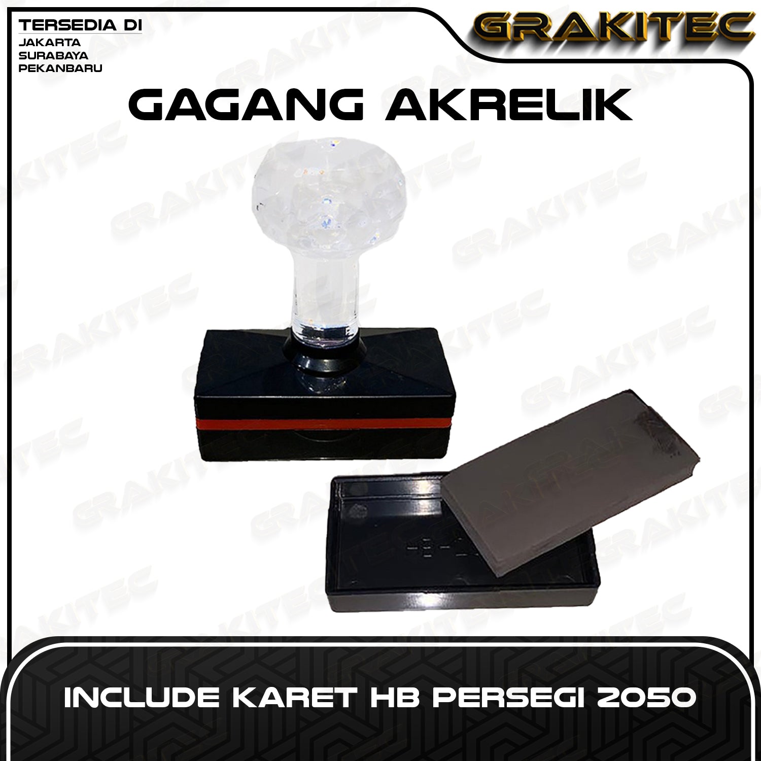 Gagang Stempel Flash Akrelik Include Karet HB 40 42 Oval 35 Petak 2050 3060