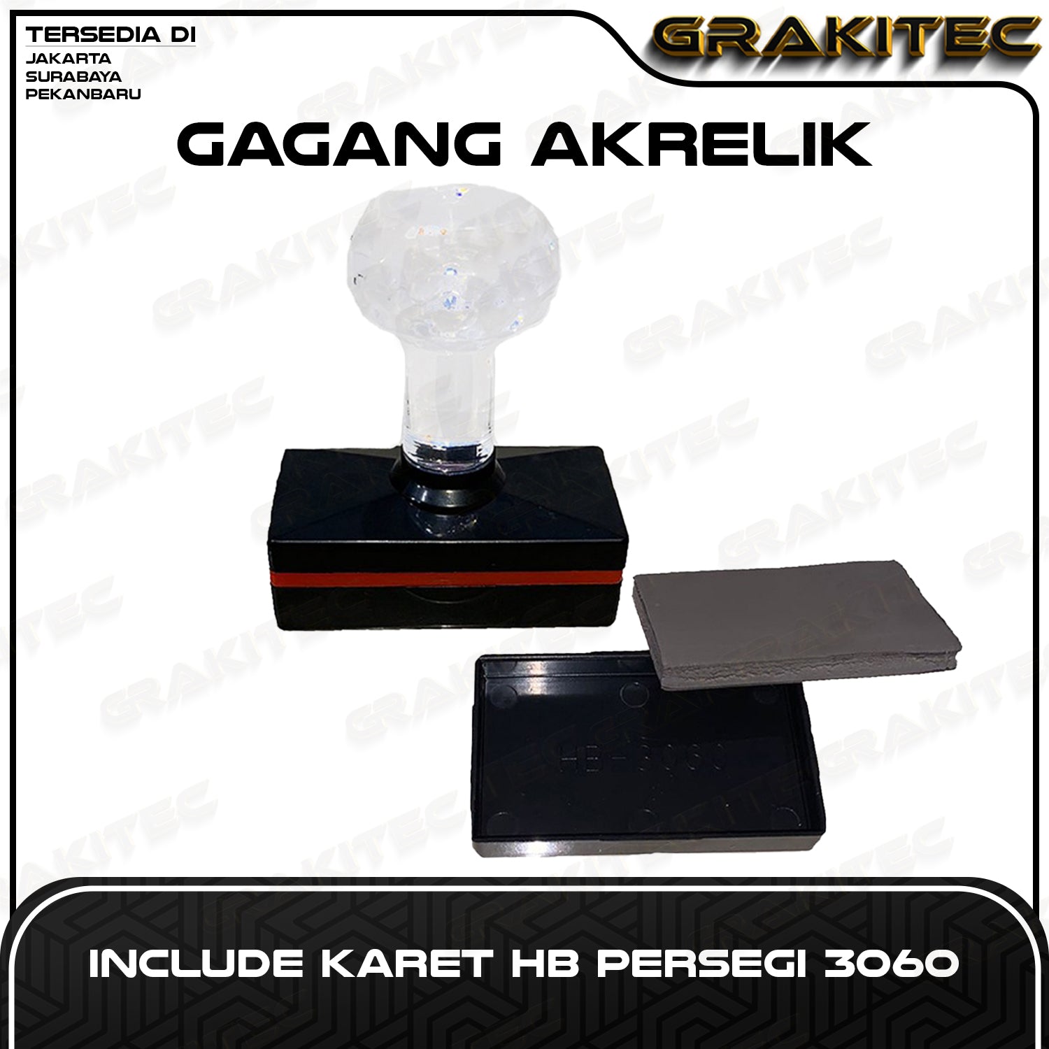 Gagang Stempel Flash Akrelik Include Karet HB 40 42 Oval 35 Petak 2050 3060