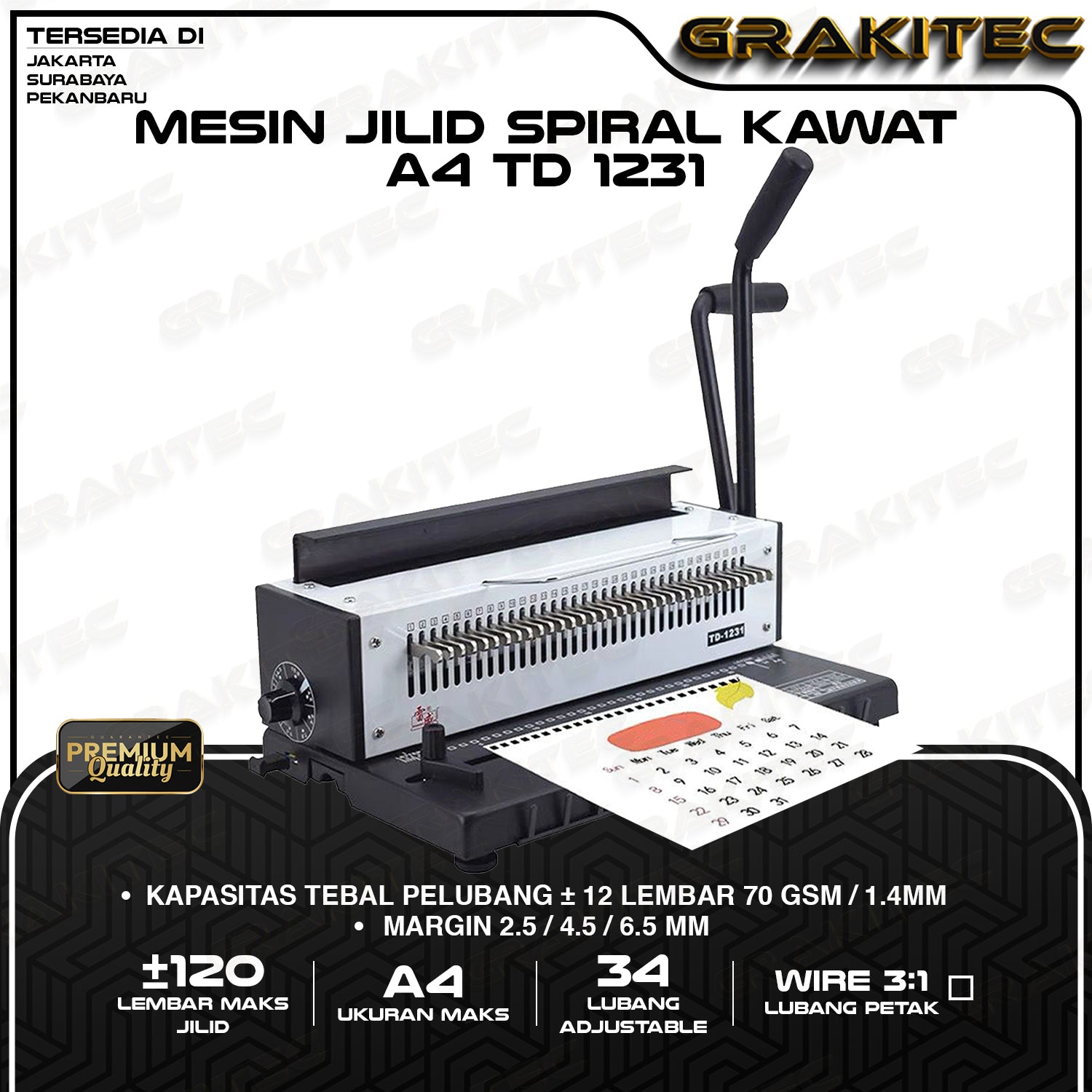 Mesin Jilid Spiral Kawat T9520R A4 ATAU  TD 1231 GRAKITEC