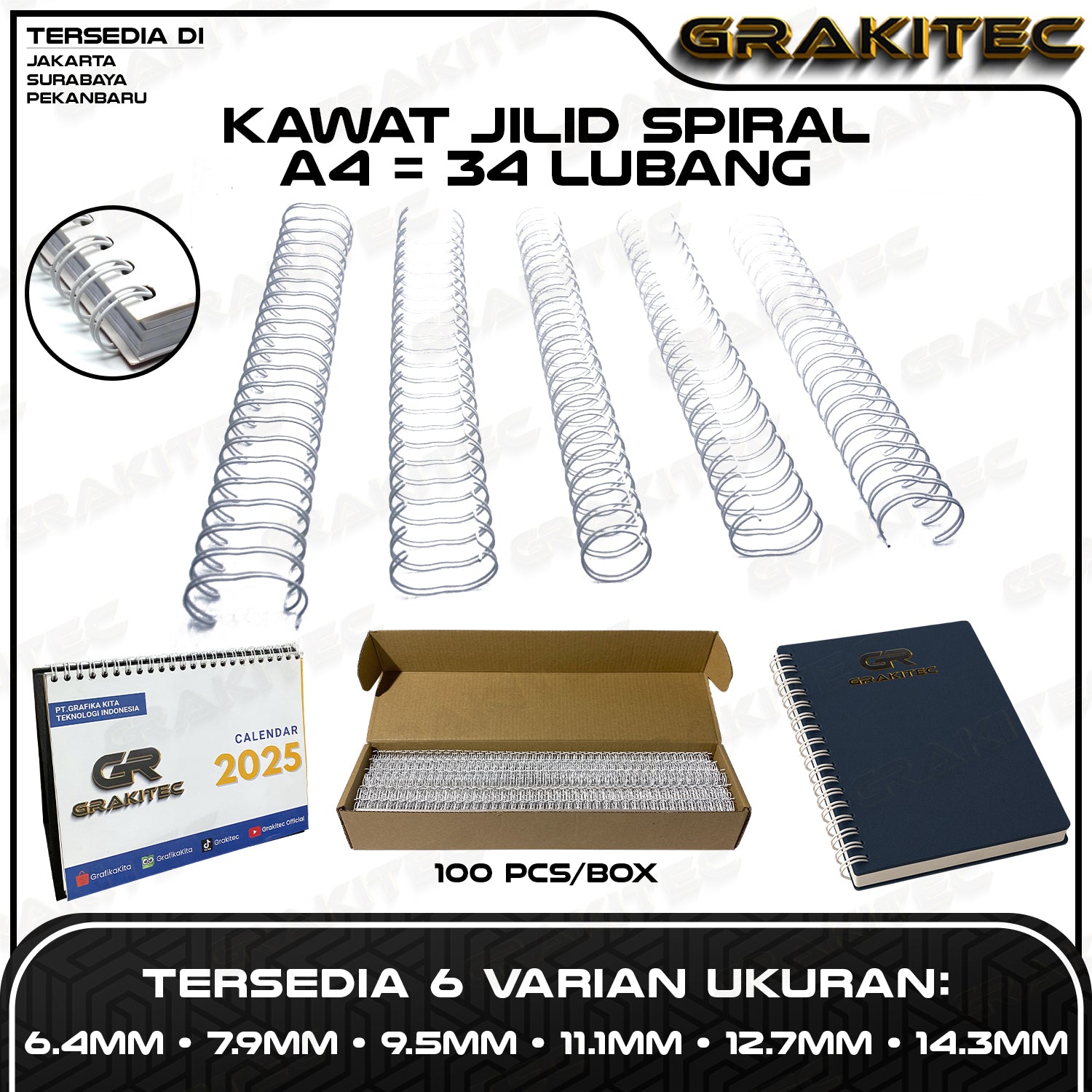 Ring Kawat Spiral Jilid Spiral A4 3:1 | 34 lubang