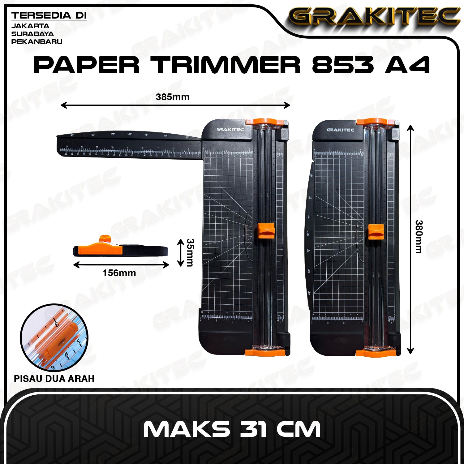 Paper Trimmer A4 Maks 31 CM/ Pemotong Kertas PC-1637 853 A4 GRAKITEC