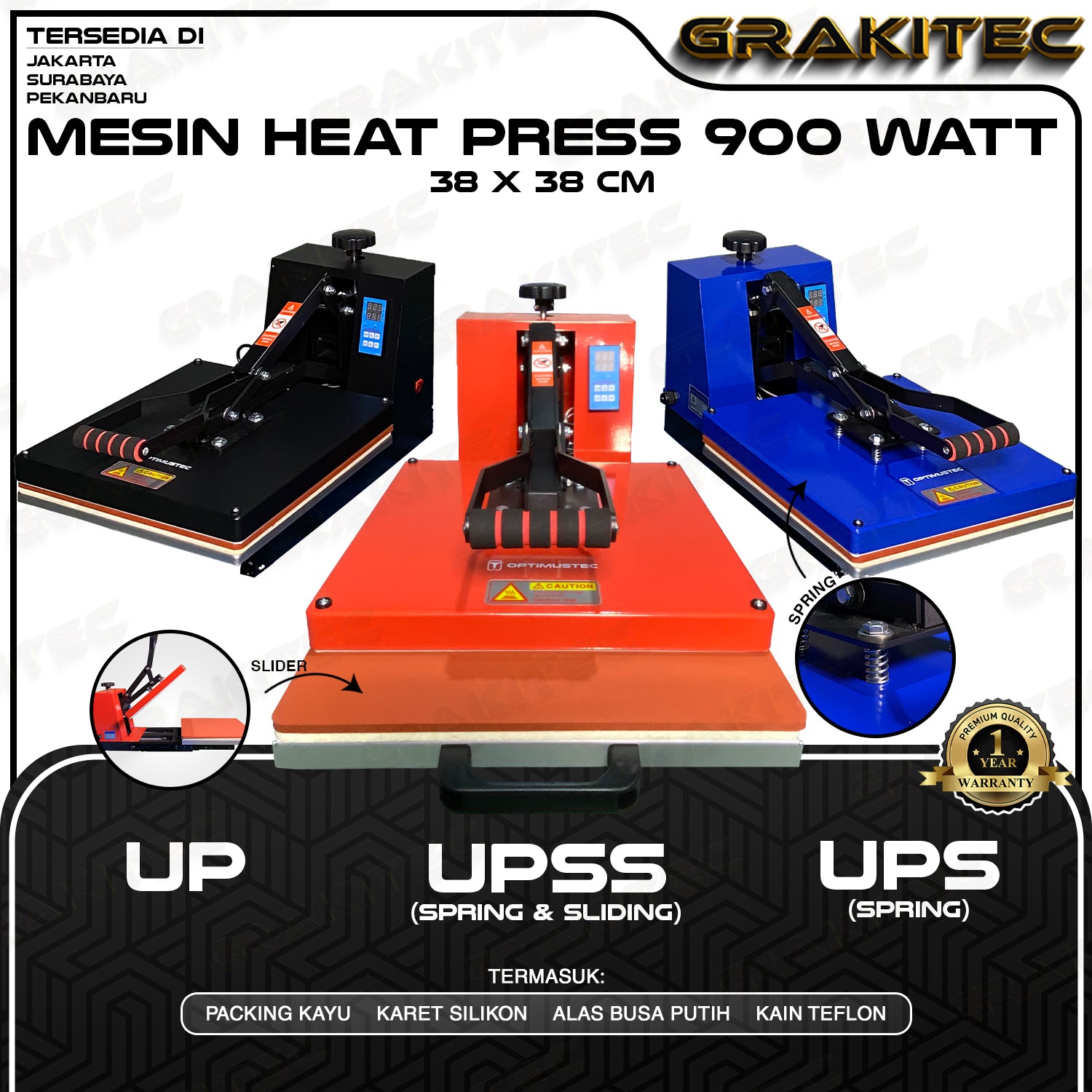 Mesin Press Sablon Kaos 38x38 900 Watt Heat Press HIGH PRESSURE (ALAS ALUMINIUM + KARET SILIKON ASLI) Mesin Sablon untuk Kaos,Bag,Puzzle,PlatAluminium,Bantal(DTG,DTF,Polyflex,Sublime,Transfer,Paper,Platisol,Rubber) all varian