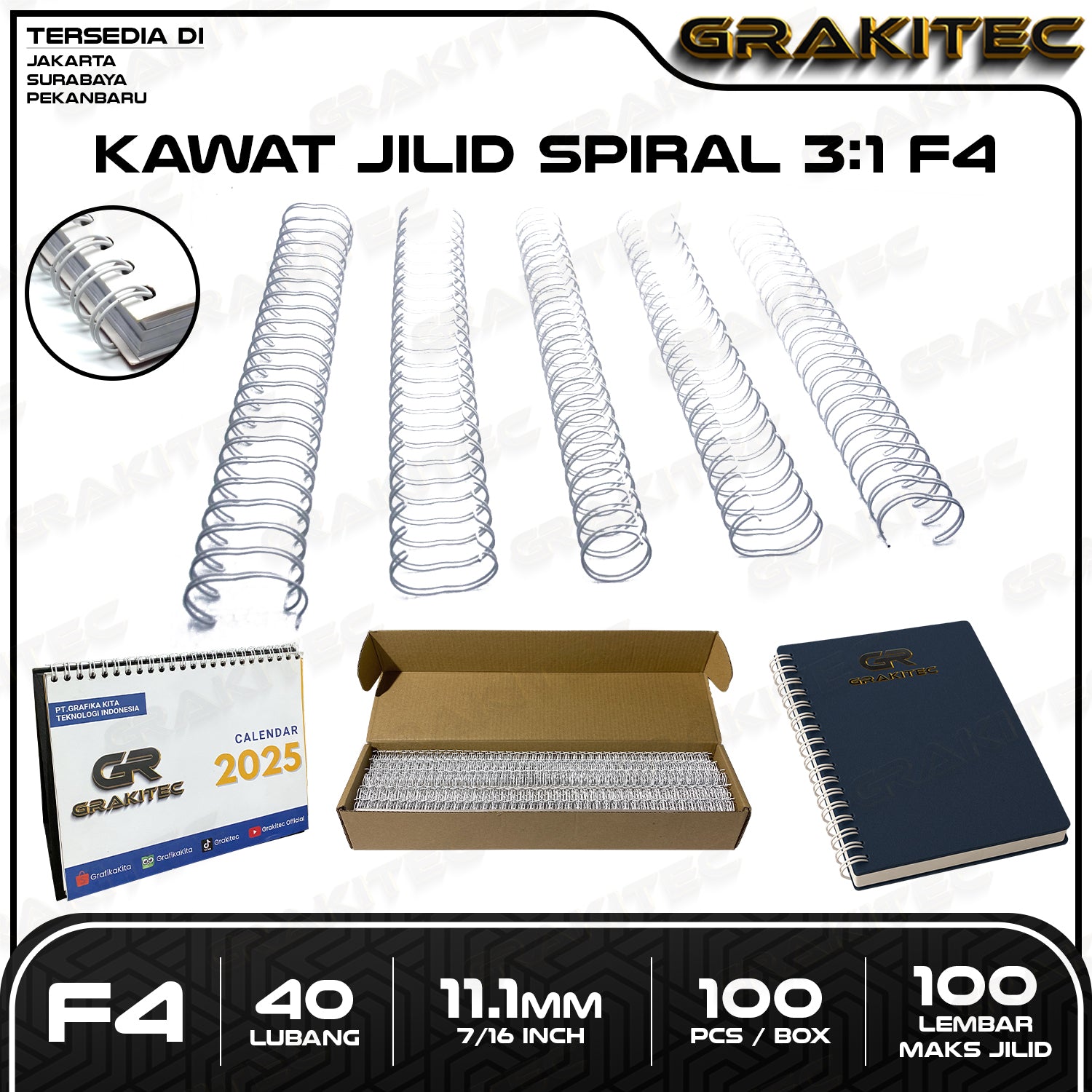 Ring Kawat Spiral Jilid Spiral F4 3:1 Wire 40 Lubang