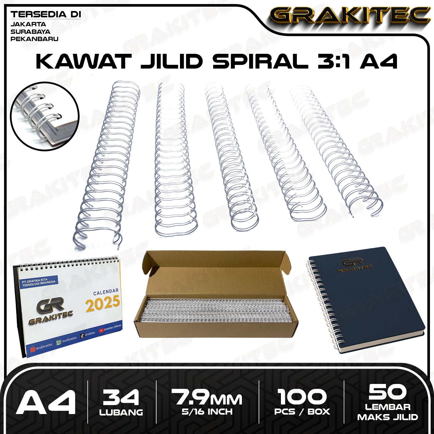 Ring Kawat Spiral Jilid Spiral A4 3:1 | 34 lubang