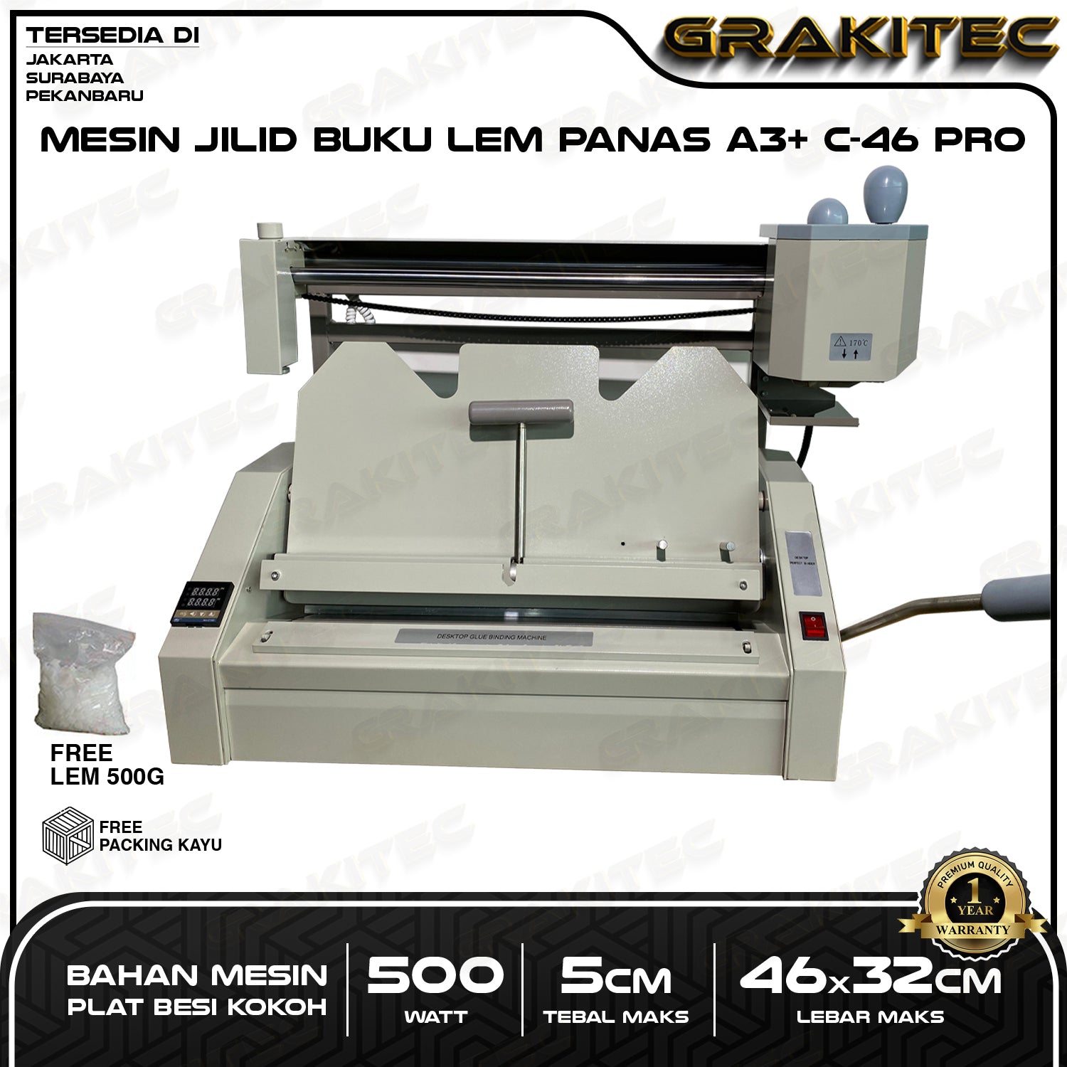 Mesin Jilid buku Bending F4/A3+ | C-30A C-46 Pro Jilid Lem Panas Softcover Binding Machine Grakitec