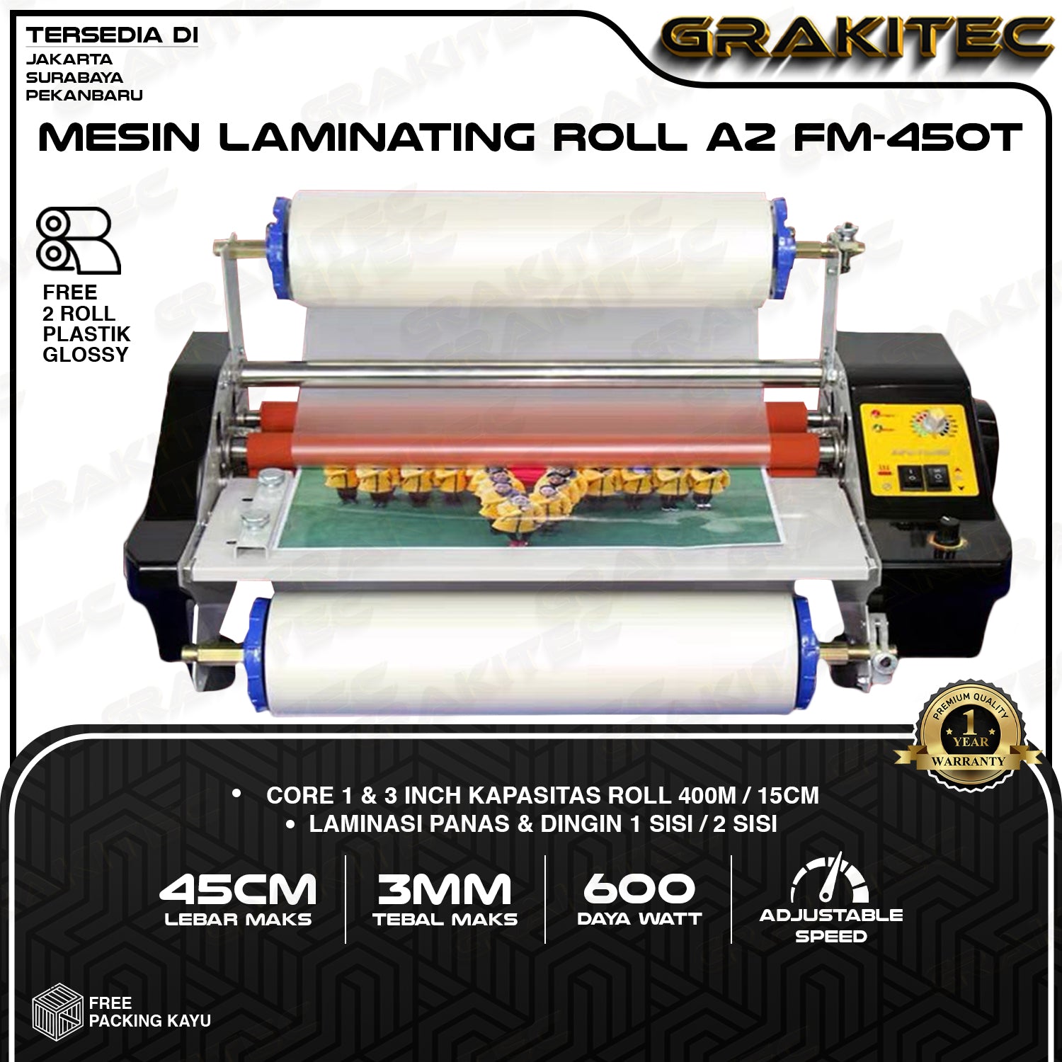 Mesin Laminating Roll A2 GK450J / 450T Bisa Atur Kecepatan