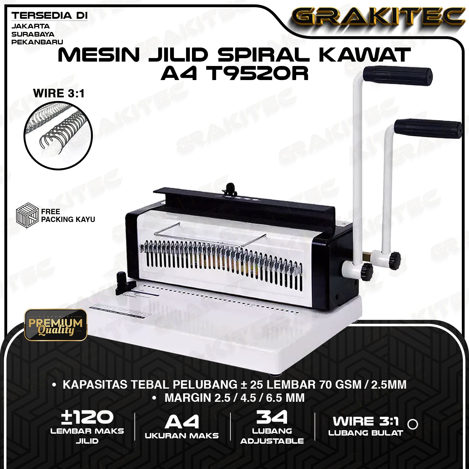 Mesin Jilid Spiral Kawat T9520R A4 ATAU  TD 1231 GRAKITEC