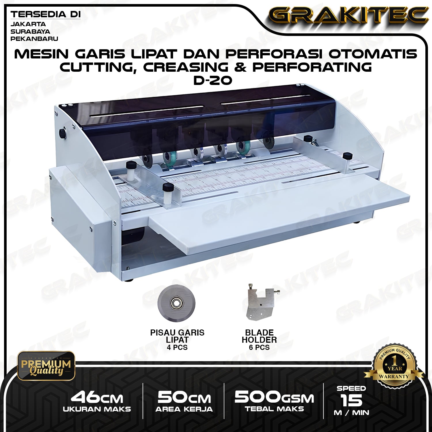 Mesin Electric Cutting, Creasing & Perforating ( Mesin Pembuat Lipatan, Garis Putus Putus ) Grakitec