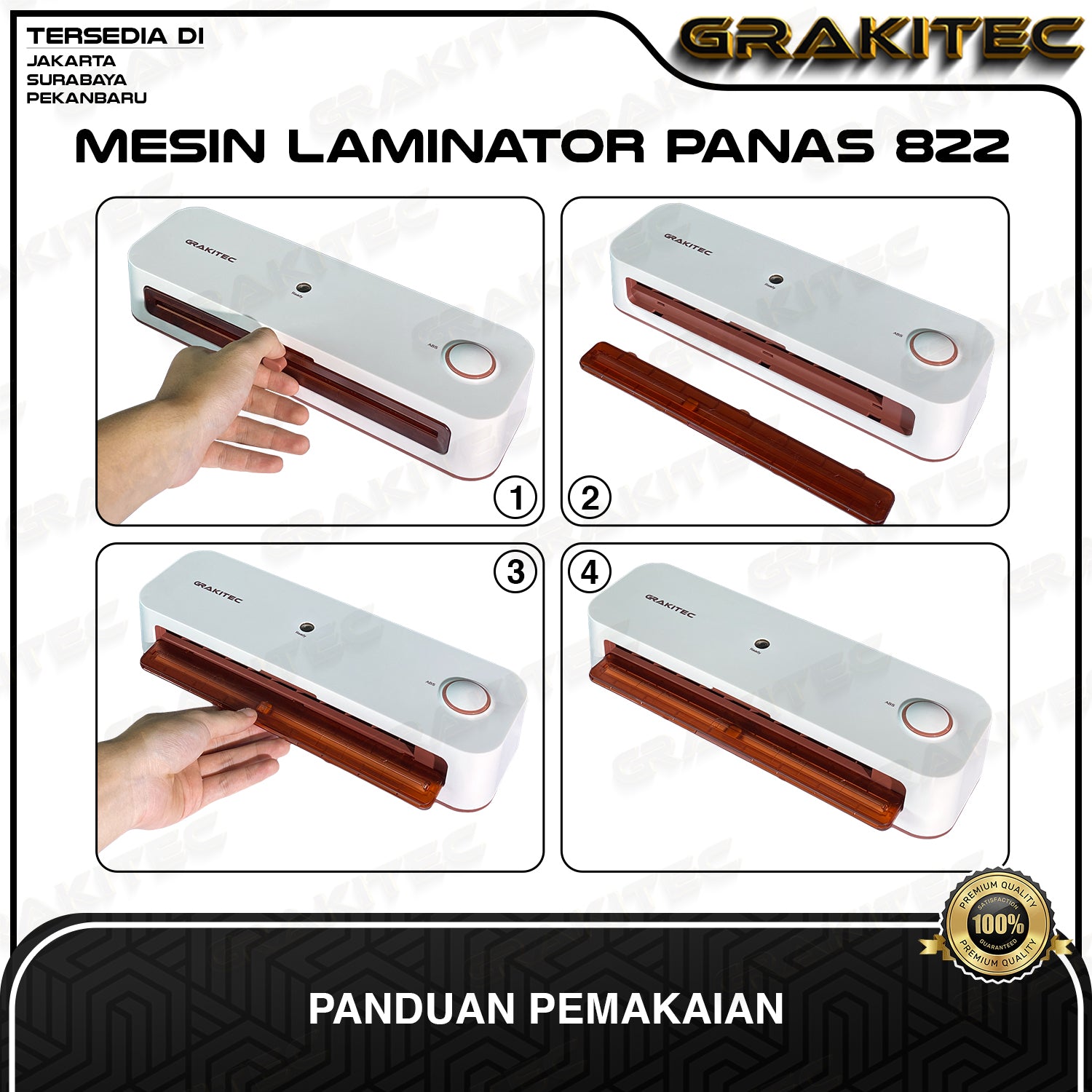Mesin Laminating A4/F4 4in1 (230mm) 821/822/825 Fitur Combo Laminating + Paper Trimmer + Emergency Button