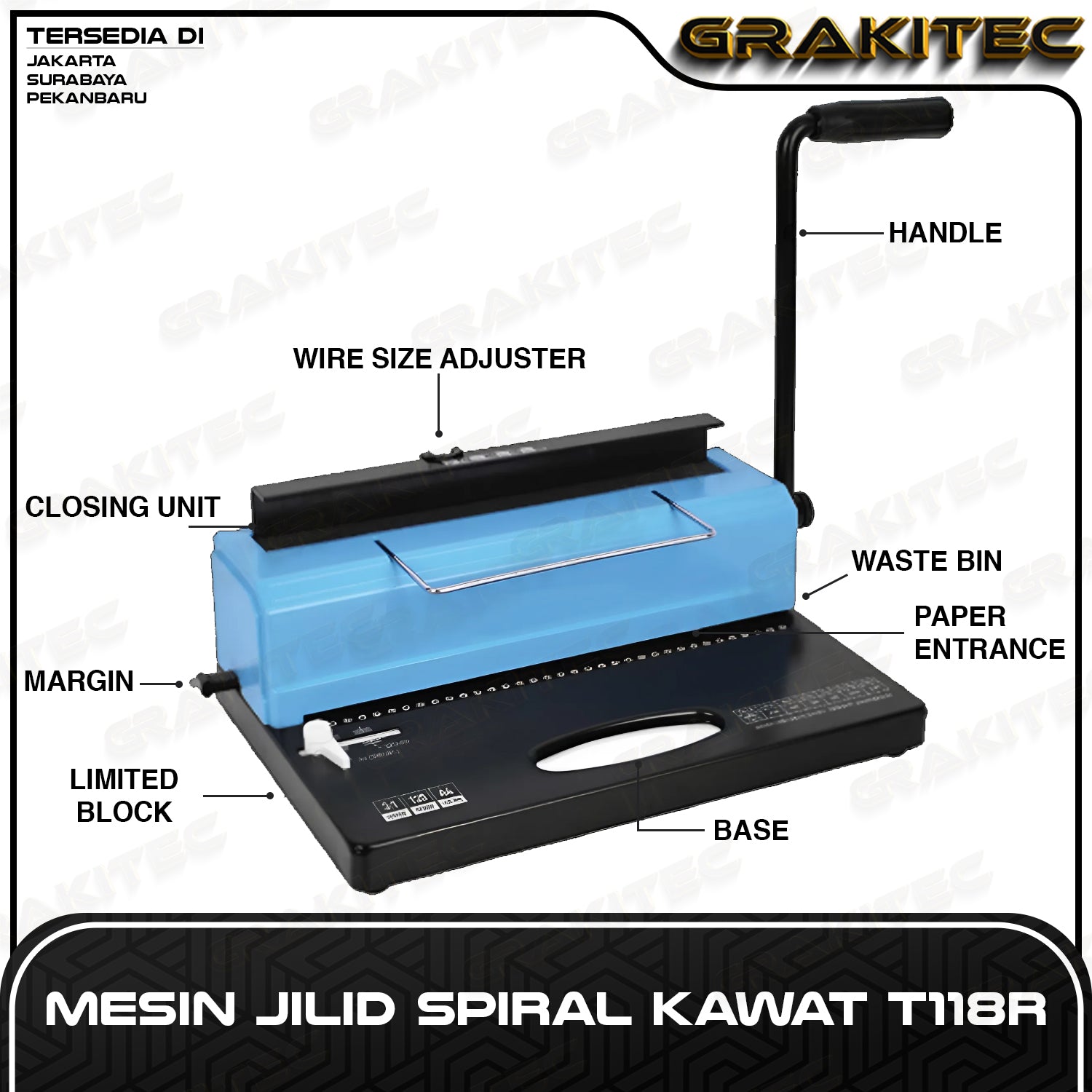 Mesin Jilid Spiral Kawat A4 T118R / TD-13 / TD-130 (BAHAN MESIN LOGAM BESI) Grakitec