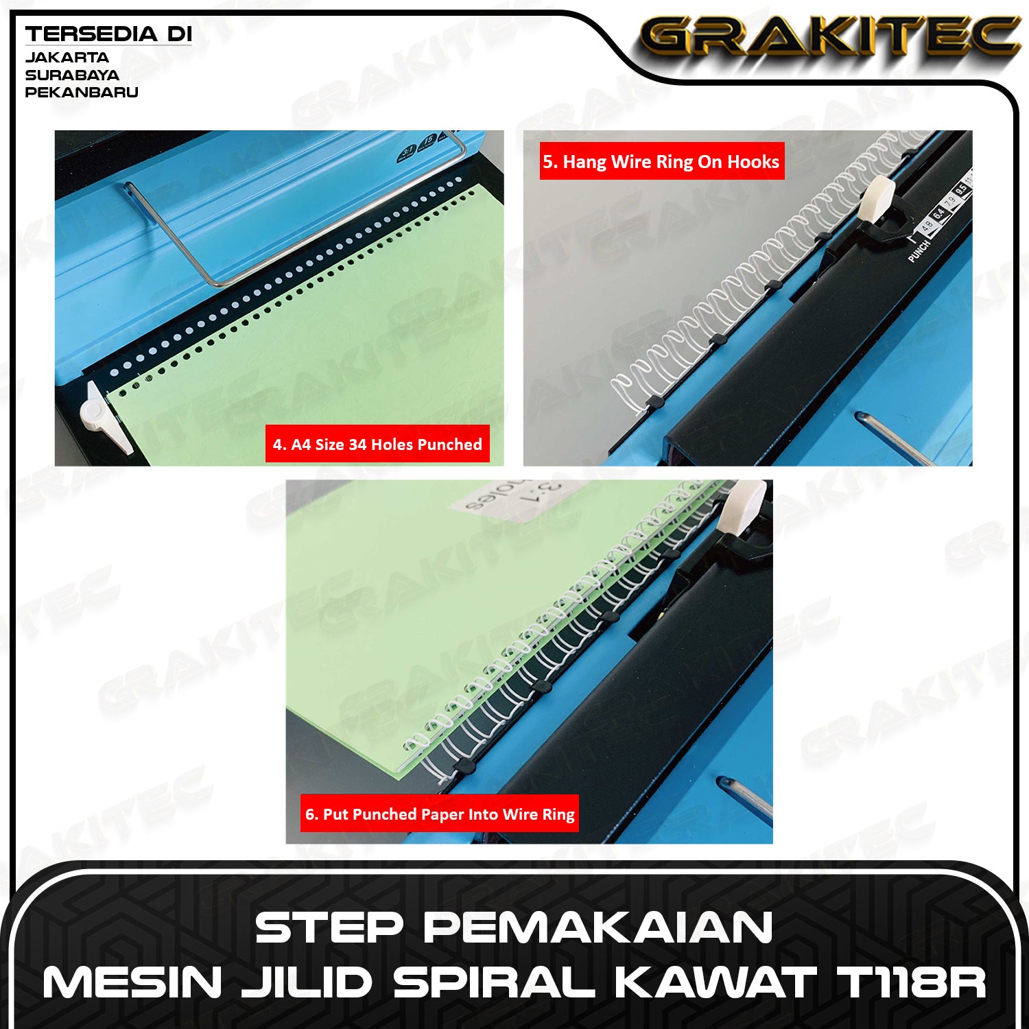 Mesin Jilid Spiral Kawat A4 T118R / TD-13 / TD-130 (BAHAN MESIN LOGAM BESI) Grakitec