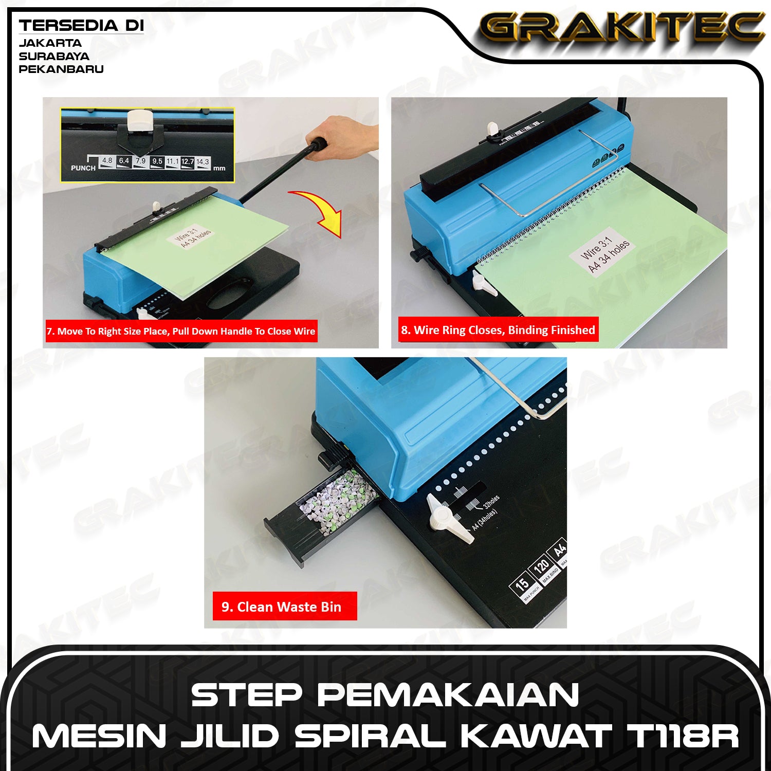 Mesin Jilid Spiral Kawat A4 T118R / TD-13 / TD-130 (BAHAN MESIN LOGAM BESI) Grakitec