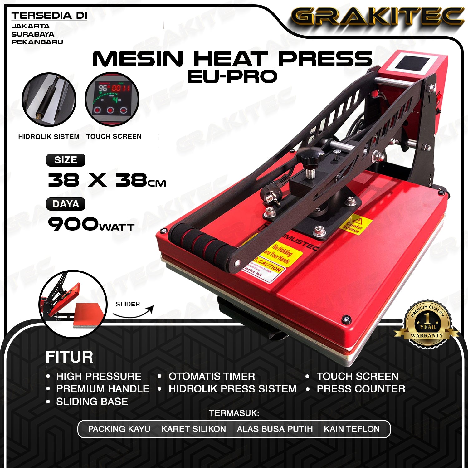 Mesin Press Sablon Kaos 38x38 900 Watt SF01 / SF03 / EU-PRO Heat Press Super HIGH PRESSURE (ALAS ALUMINIUM + KARET SILIKON ASLI) Mesin Sablon untuk Kaos,Bag,Puzzle,PlatAluminium,Bantal(DTG,DTF,Polyflex,Sublime,Transfer,Paper,Platisol,Rubber)