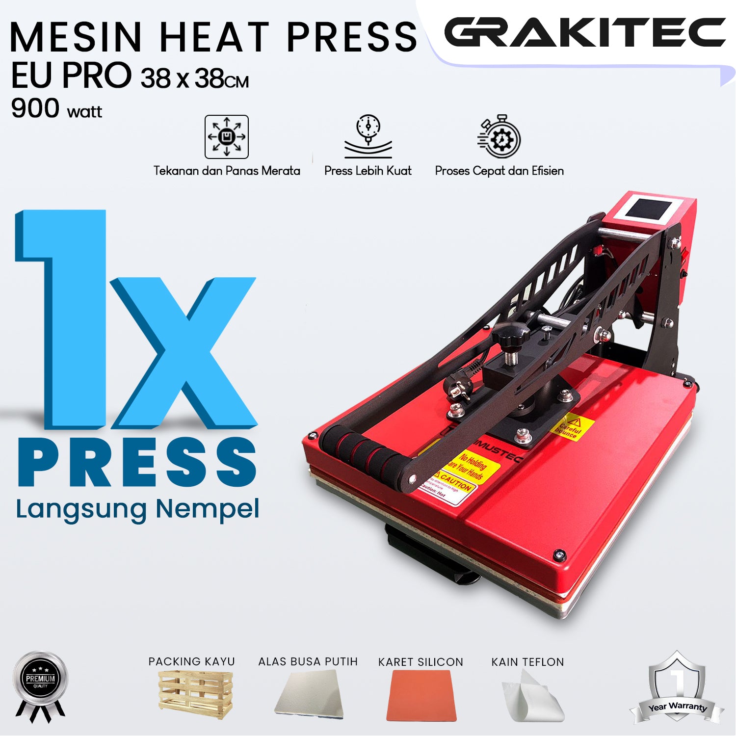 Mesin Press Sablon Kaos 38x38 900 Watt SF01 / SF03 / EU-PRO