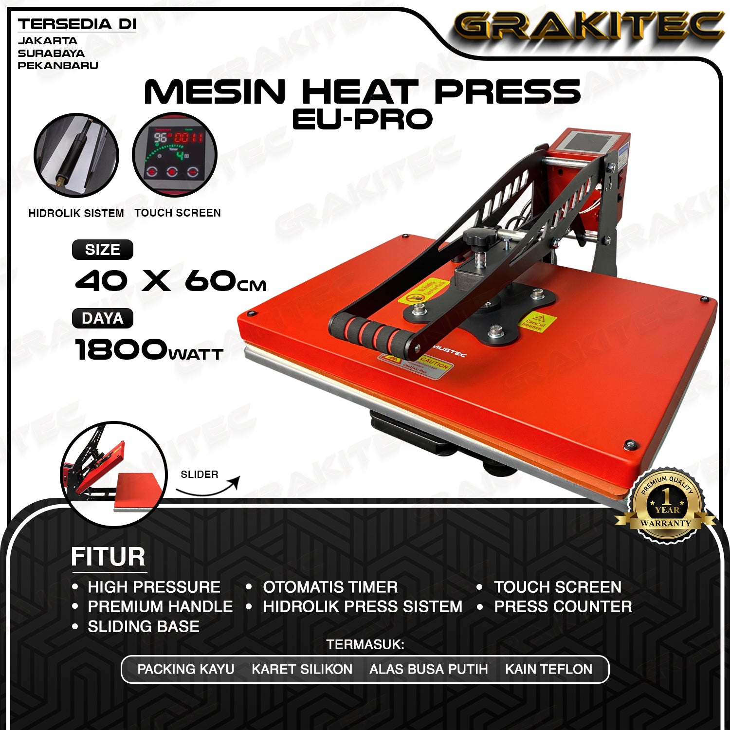 Mesin Press Sablon Kaos 40x60 Heat Press HIGH PRESSURE Premium untuk , Bag, Puzzle, Plat Aluminium, Bantal All Varian