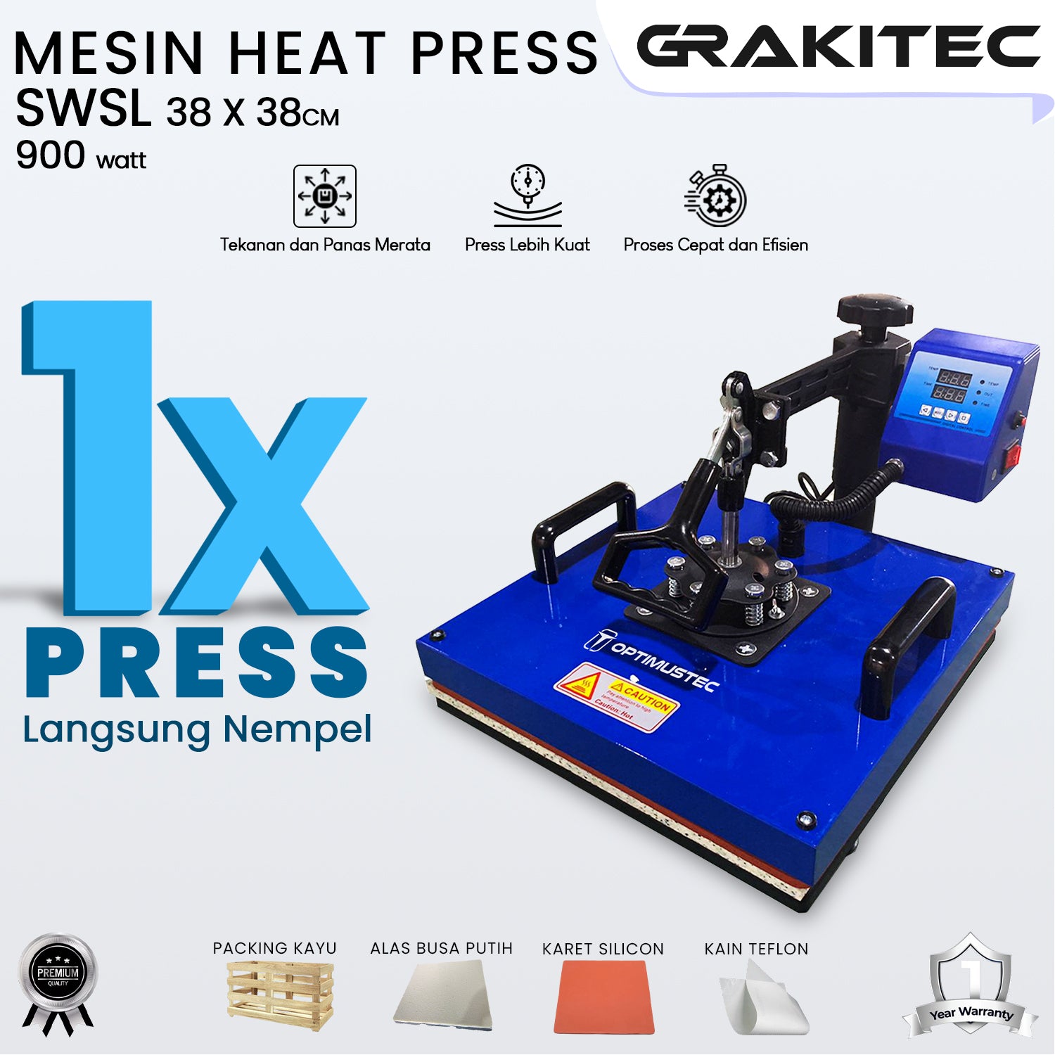 Mesin Press Sablon Kaos Swing 38x38 Combo All in One 3in1, 5in1 Mesin Sablon Multifungsi  Sliding - Kaos, Mug, Topi, dan Piring