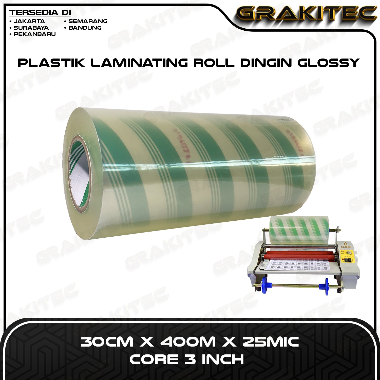 PLASTIK LAMINATING ROLL DINGIN GLOSSY/DOFF 30 CM X 400 M X 25 MICRON