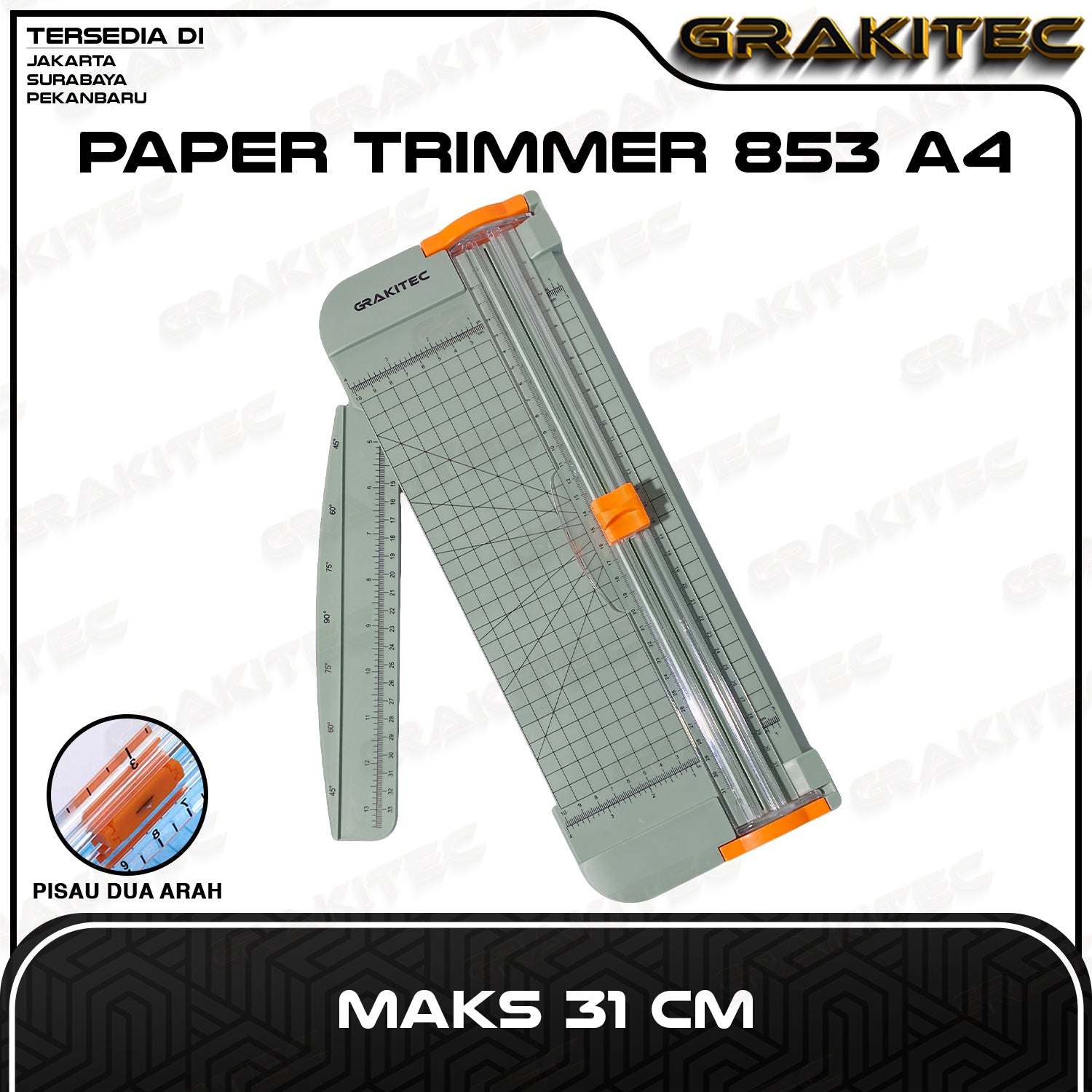 Paper Trimmer A4 Maks 31 CM/ Pemotong Kertas PC-1637 853 A4 GRAKITEC