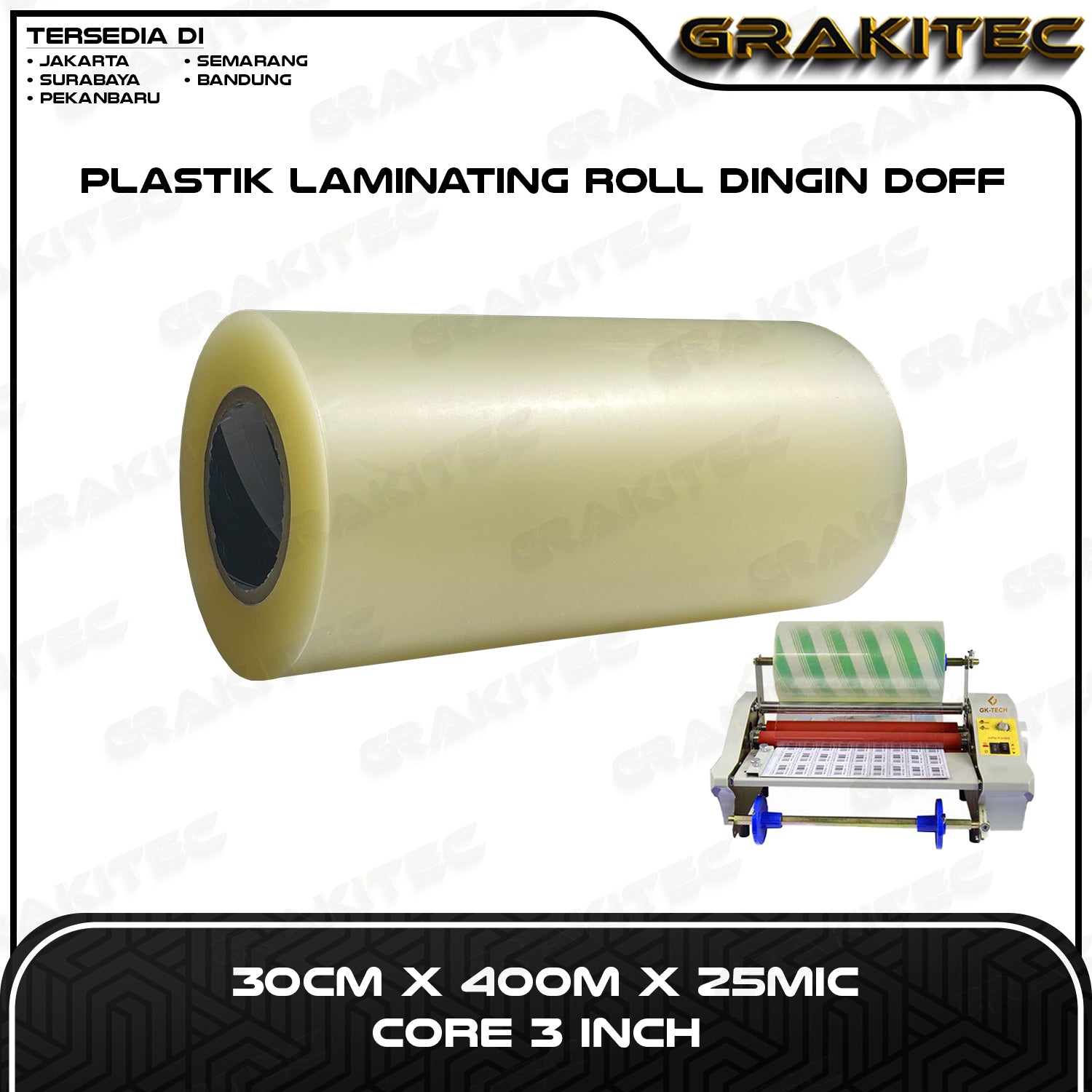 PLASTIK LAMINATING ROLL DINGIN GLOSSY/DOFF 30 CM X 400 M X 25 MICRON