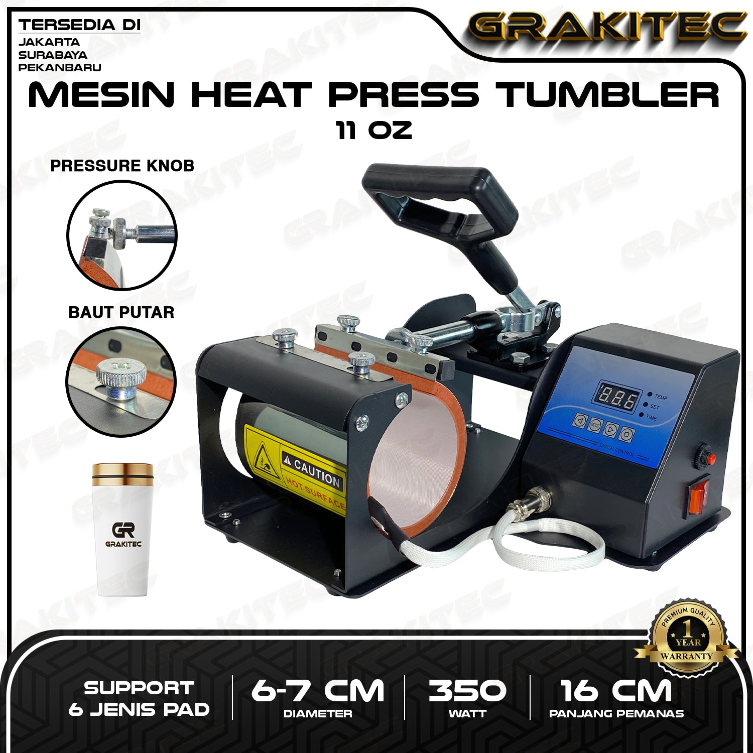 Mesin  Press Tumbler / Mug 11 Oz Gelas - Premium Digital Mug Heat Press Sablon Sublim Grakitec