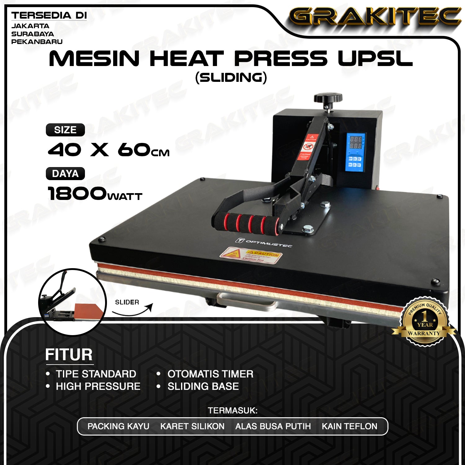 Mesin Press Sablon Kaos 40x60 Heat Press HIGH PRESSURE Premium untuk , Bag, Puzzle, Plat Aluminium, Bantal All Varian