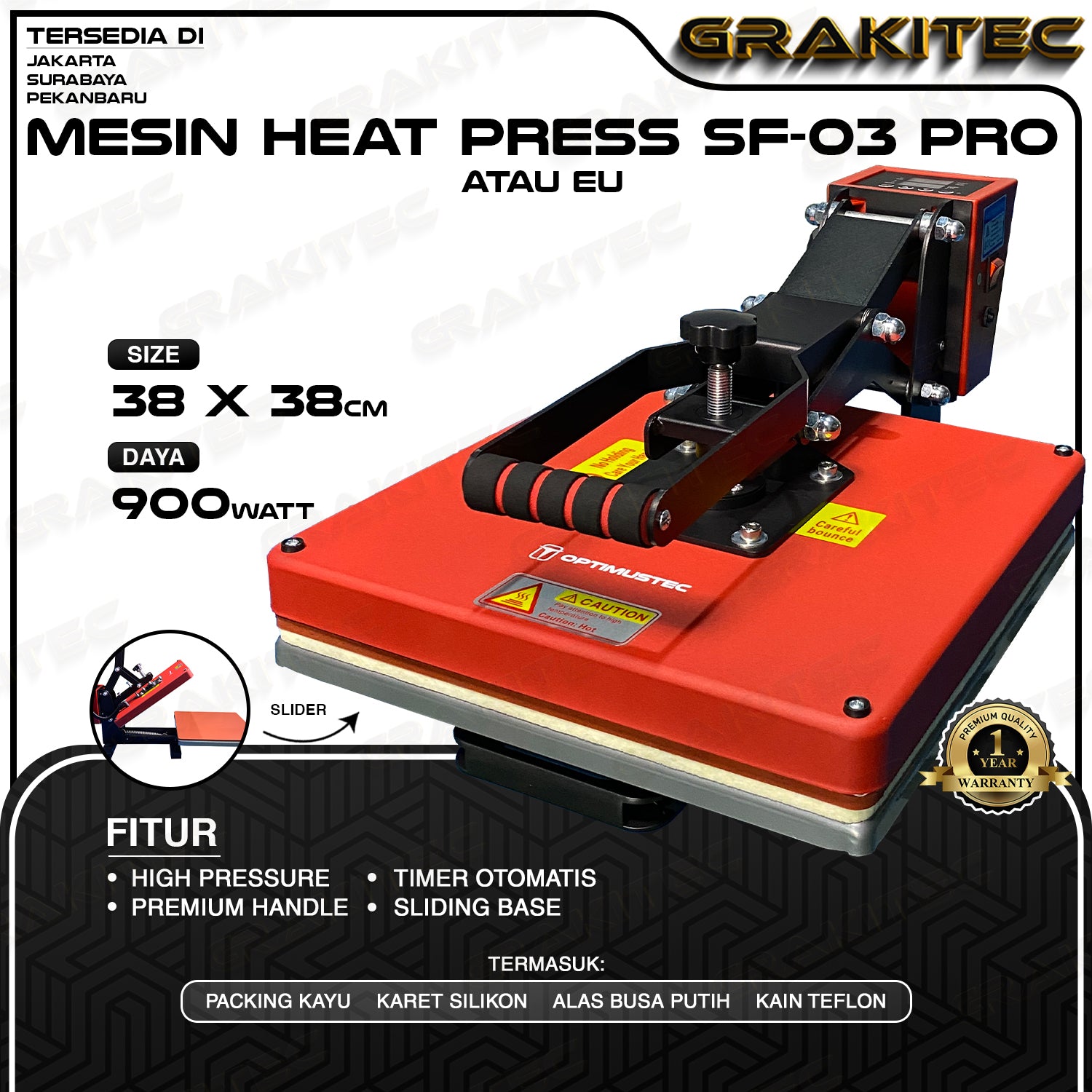 Mesin Press Sablon Kaos 38x38 900 Watt SF01 / SF03 / EU-PRO Heat Press Super HIGH PRESSURE (ALAS ALUMINIUM + KARET SILIKON ASLI) Mesin Sablon untuk Kaos,Bag,Puzzle,PlatAluminium,Bantal(DTG,DTF,Polyflex,Sublime,Transfer,Paper,Platisol,Rubber)