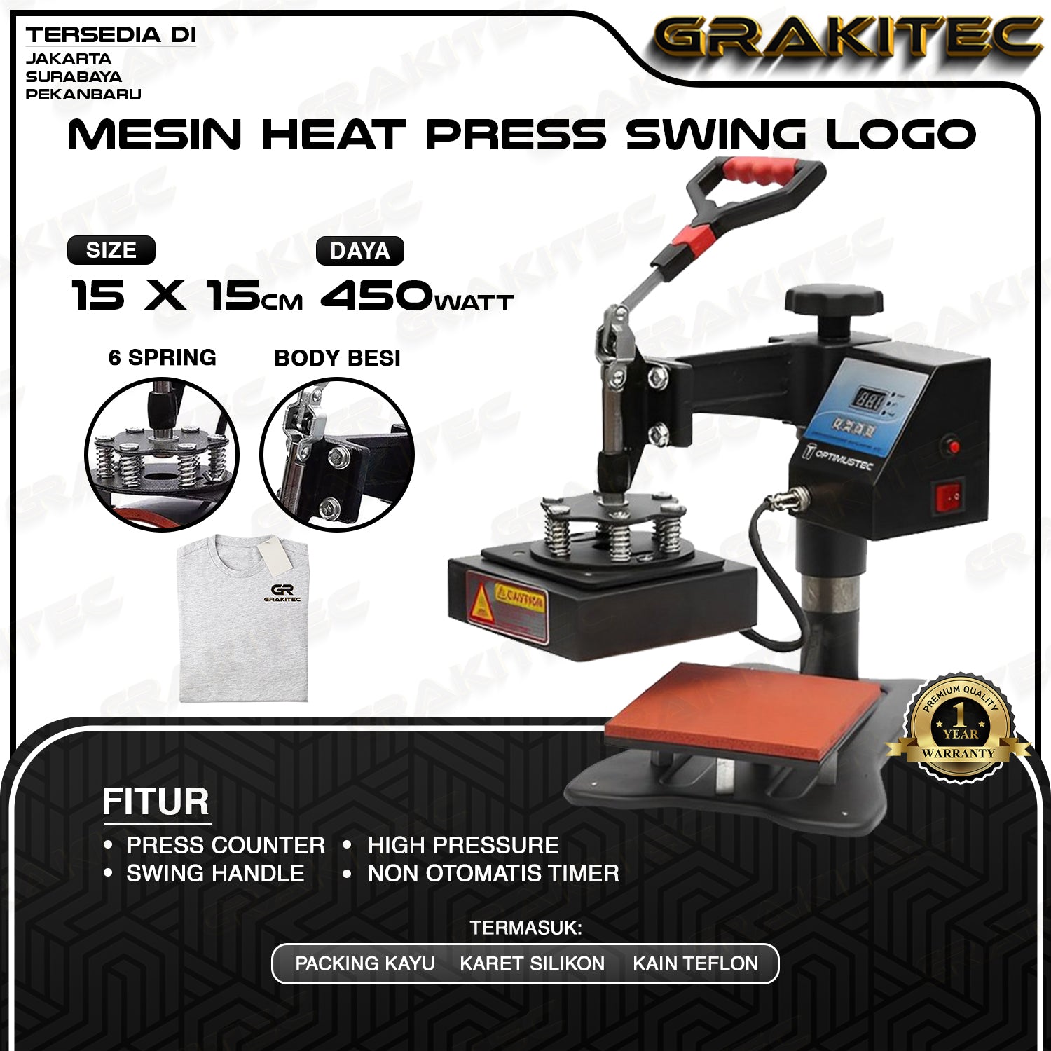 Mesin Press Sablon SWING Topi & Logo / 2in1  Mesin Sablon untuk Topi kaos, Logo, Label, Kerah Leher, Inside Tag, lengan, Saku