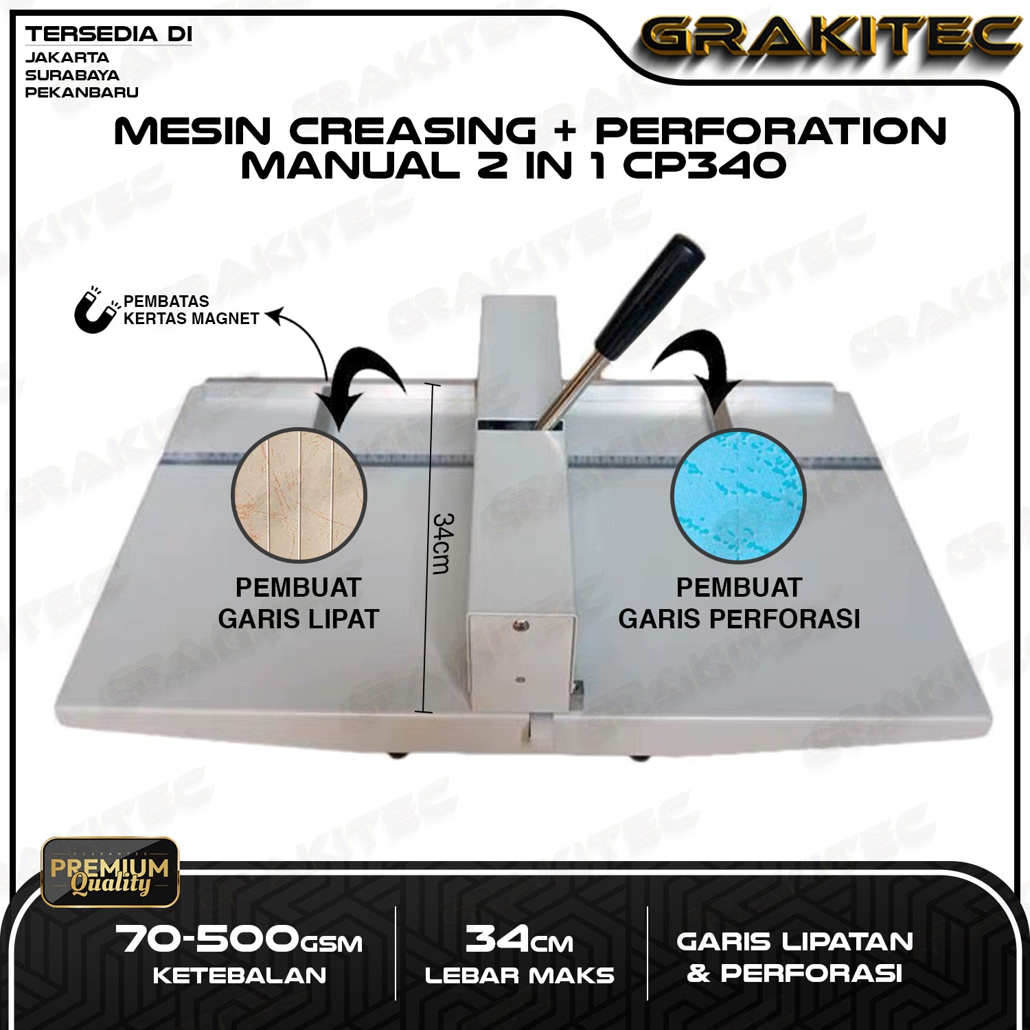 Mesin Creasing Manual A3 Pembuat Garis Lipatan Buku Undangan Grakitec