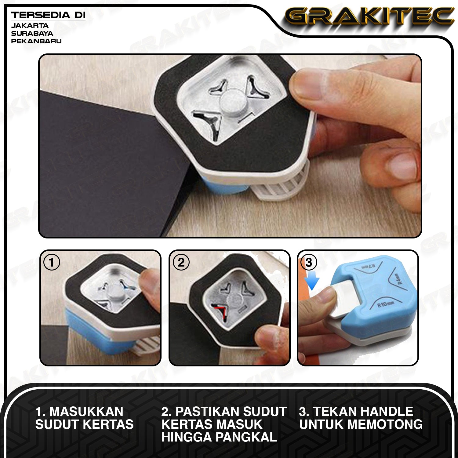 Round Corner Cutter 3 in 1 Pemotong Sudut Corner Puncher Rounder Siku Pemotong Ujung Kertas Plastik pembolong kertas