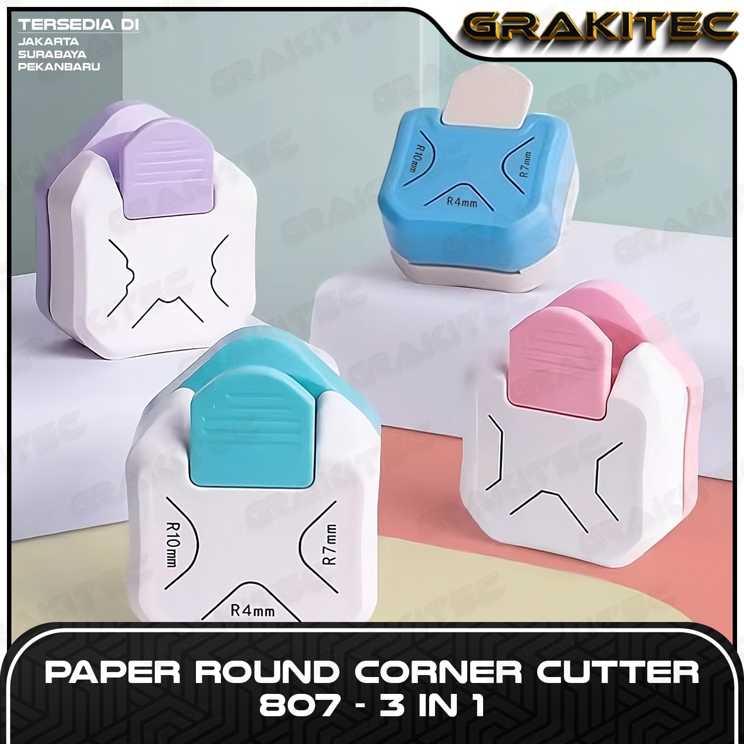 Round Corner Cutter 3 in 1 Pemotong Sudut Corner Puncher Rounder Siku Pemotong Ujung Kertas Plastik pembolong kertas