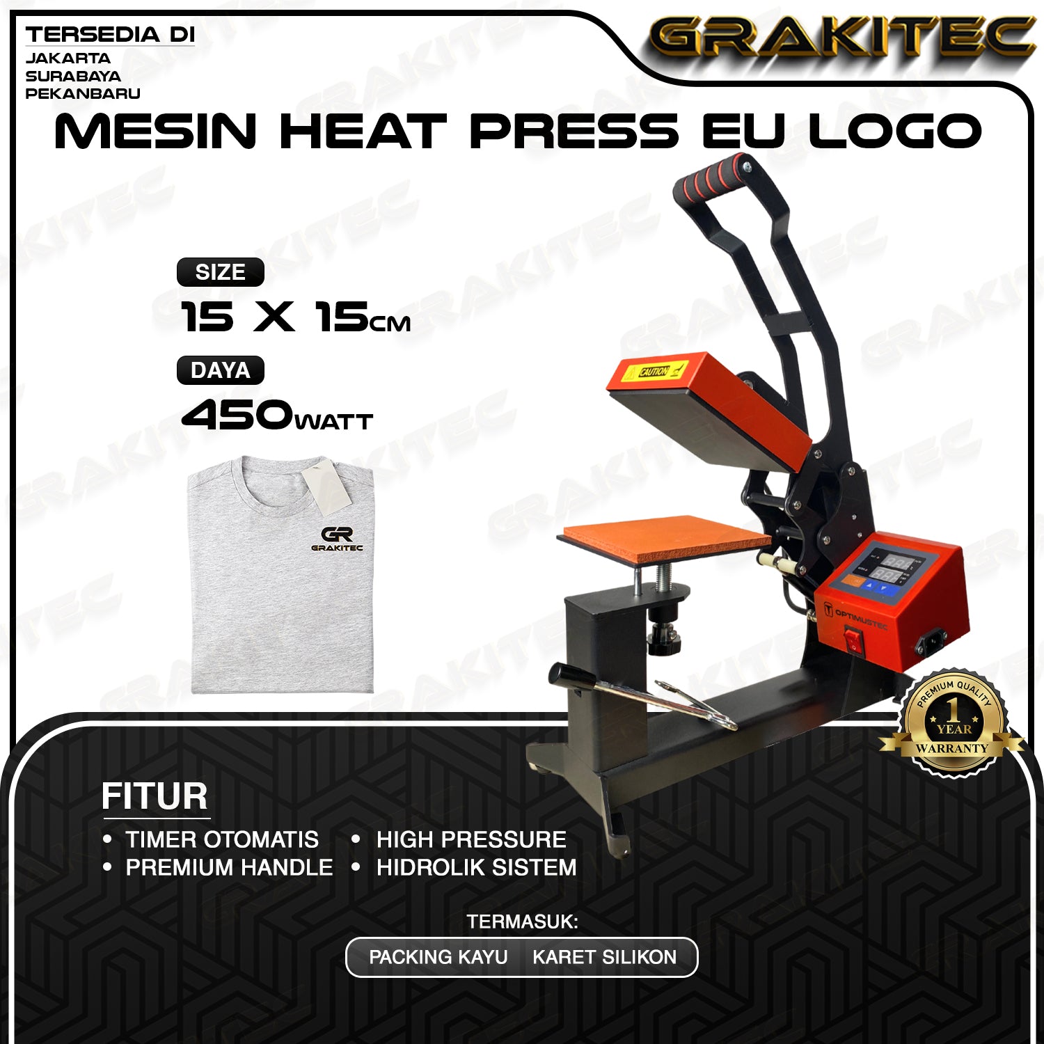 Mesin Press Sablon Mini EU Logo Label 15x15 cm & Press Sablon Topi Premium -  2in1 CAP & LOGO HEAT PRESS untuk press kaos, Logo, Kerah Topi