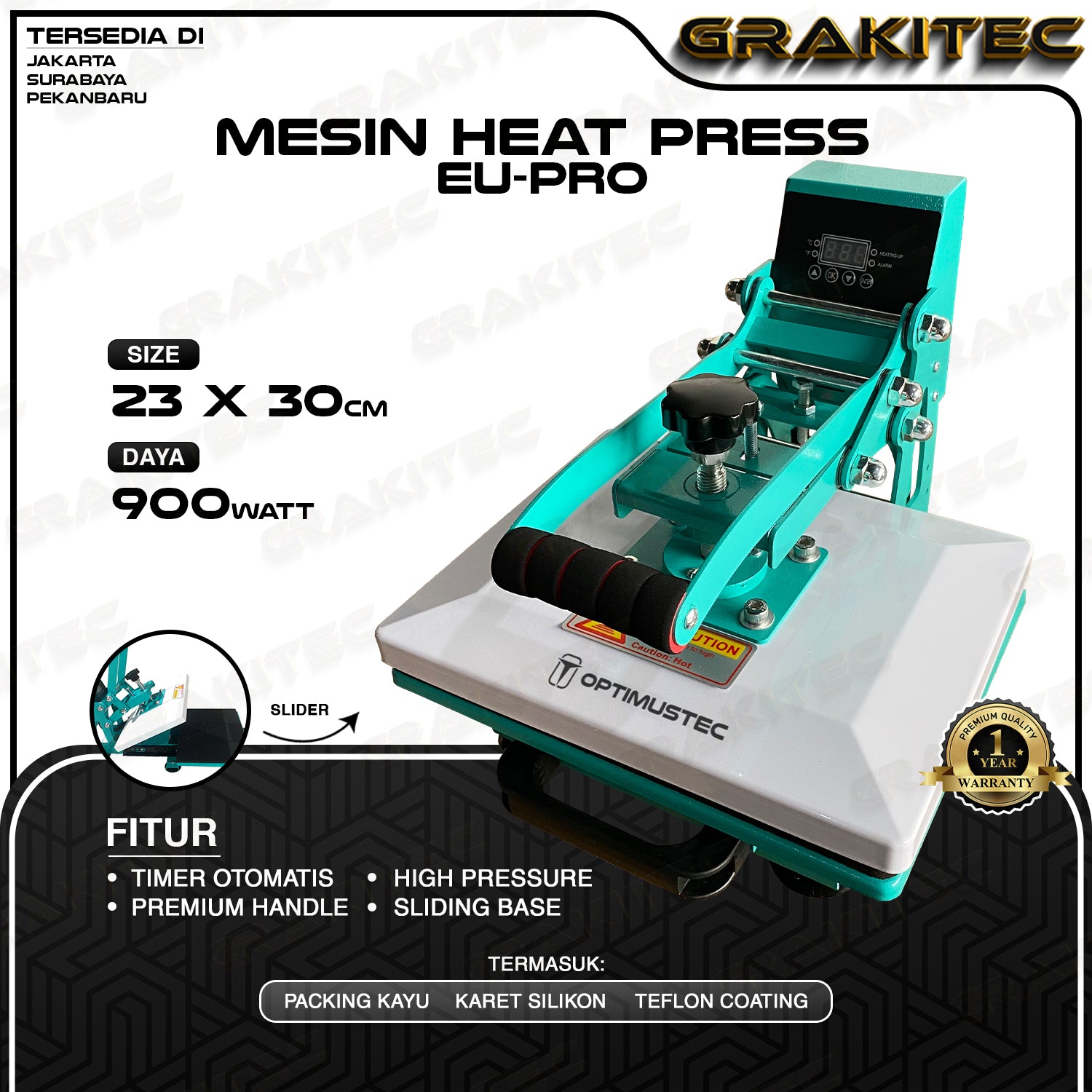 Mesin Press Sablon Kaos 23x30 Sliding EU PRO Super High Pressure Long Handle Sablon  Kaos, Bag, Puzzle, Plat Aluminium