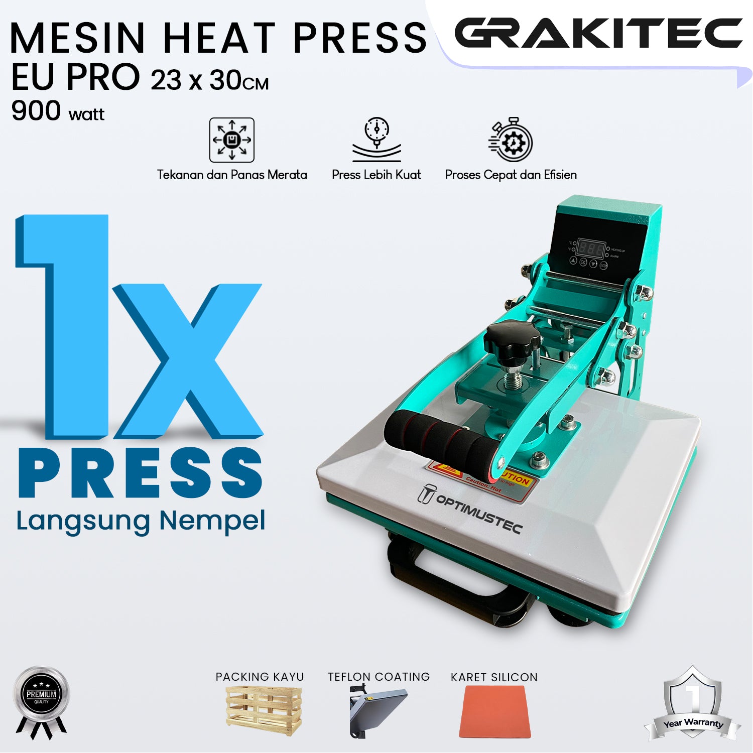 Mesin Press Sablon Kaos 23x30 Sliding EU PRO