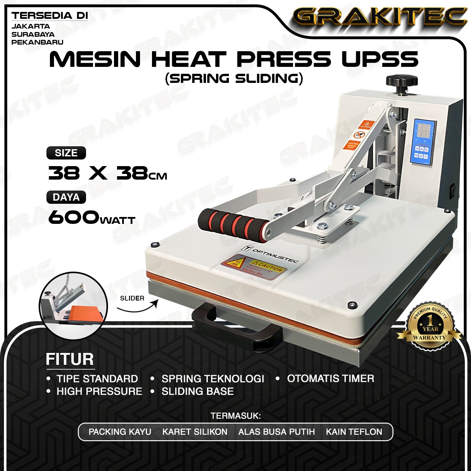 Mesin Press Sablon Kaos 38x38 600 Watt  Heat Press HIGH PRESSURE (ALAS ALUMINIUM + KARET SILIKON ASLI) Mesin Sablon untuk Kaos,Bag,Puzzle,PlatAluminium,Bantal(DTG,DTF,Polyflex,Sublime,Transfer,Paper,Platisol,Rubber) all varian