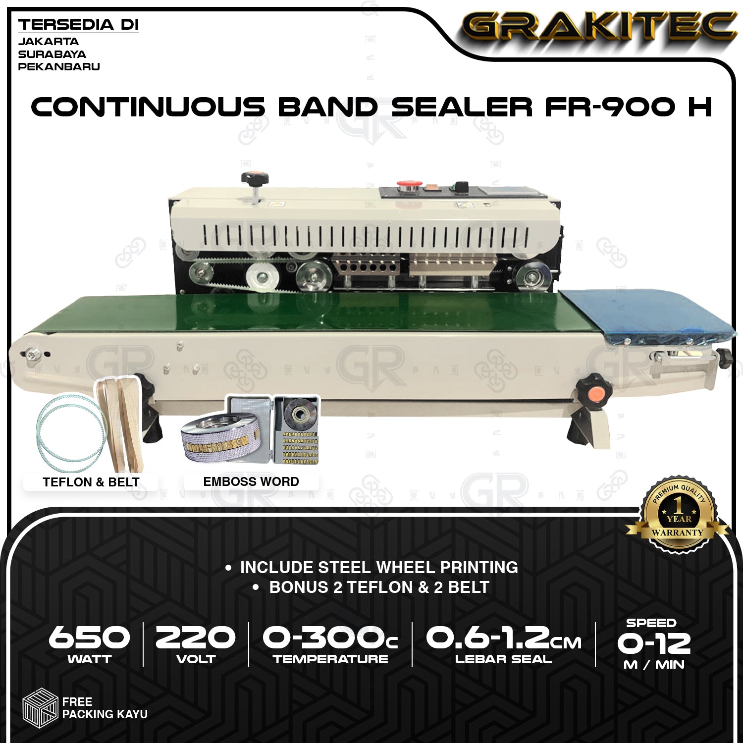 Continuous Band Sealer FR-900/770/400 Mini Vertikal Horizontal Mesin Segel Plastik / Aluminium Foil / Spanduk Banner Grakitec