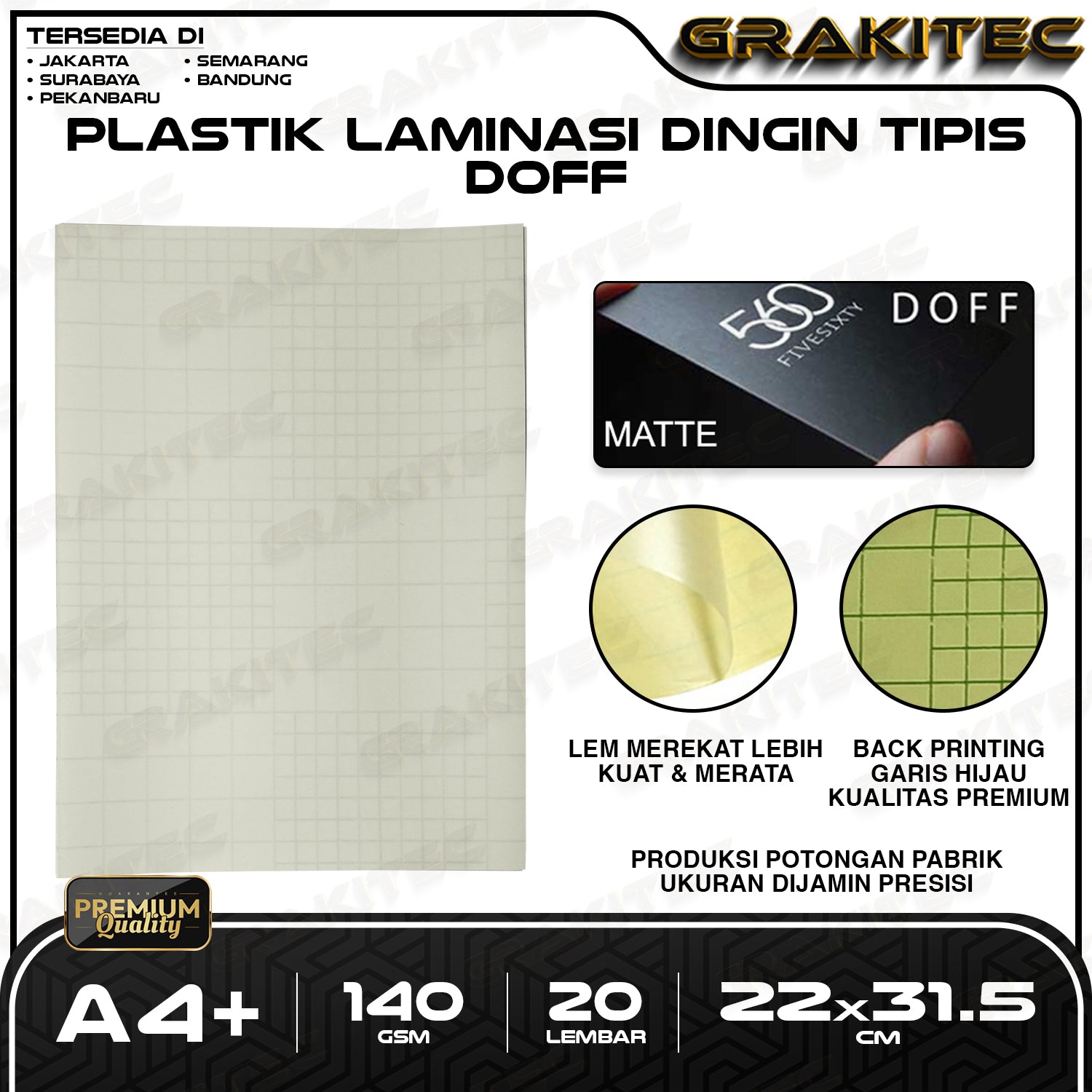 PLASTIK LAMINATING DINGIN A4+ / A4 20 LEMBAR GLOSSY & DOFF LAMINASI DINGIN