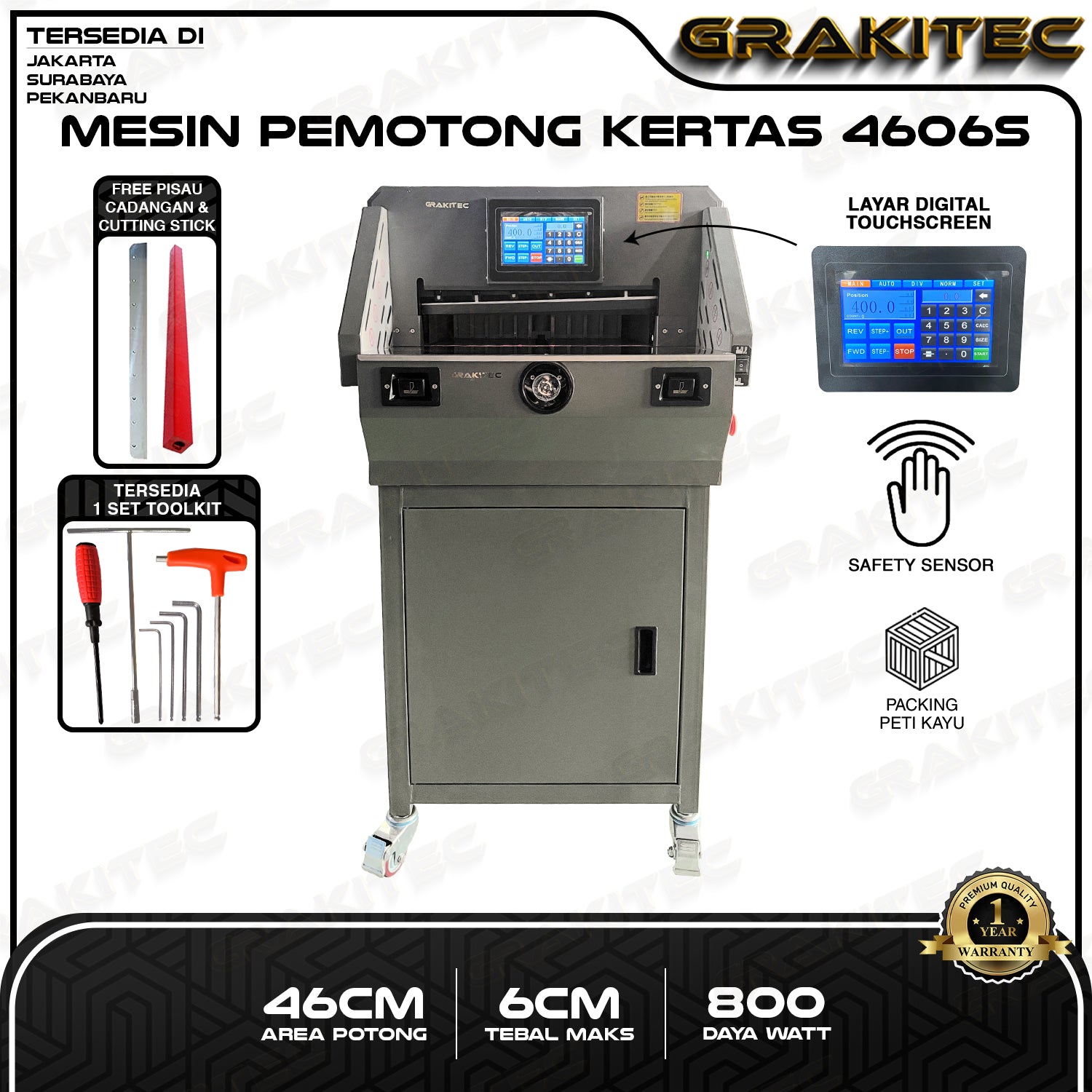 Mesin Pemotong Kertas Digital 4606 Grakitec Electric Paper Cutting Machine
