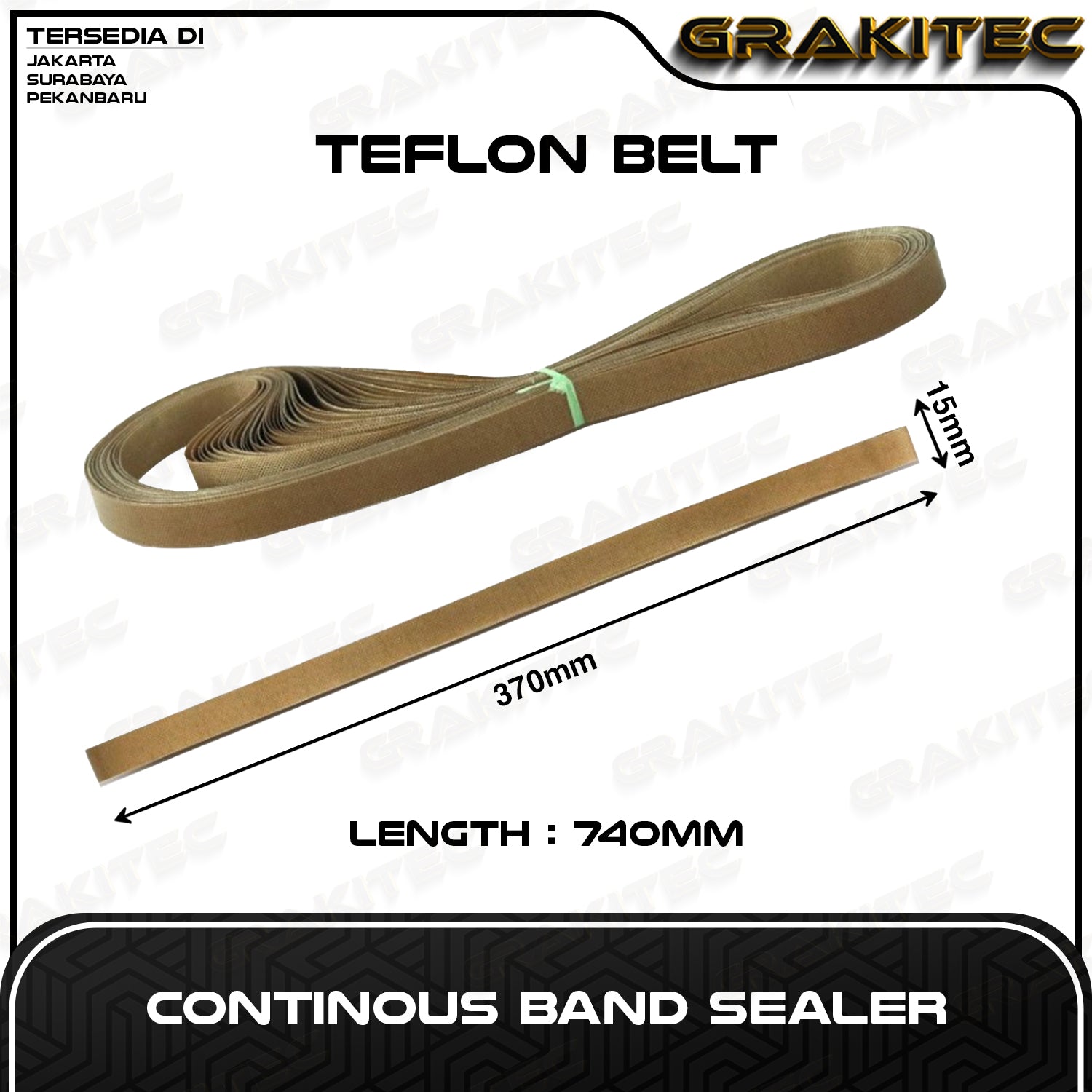 Sparepart Continuous Band Sealer Mesin Segel Plastik FR-900 Vertikal / Horizontal Eleman Pemanas Gear Belt Teflon Belt Grakitec