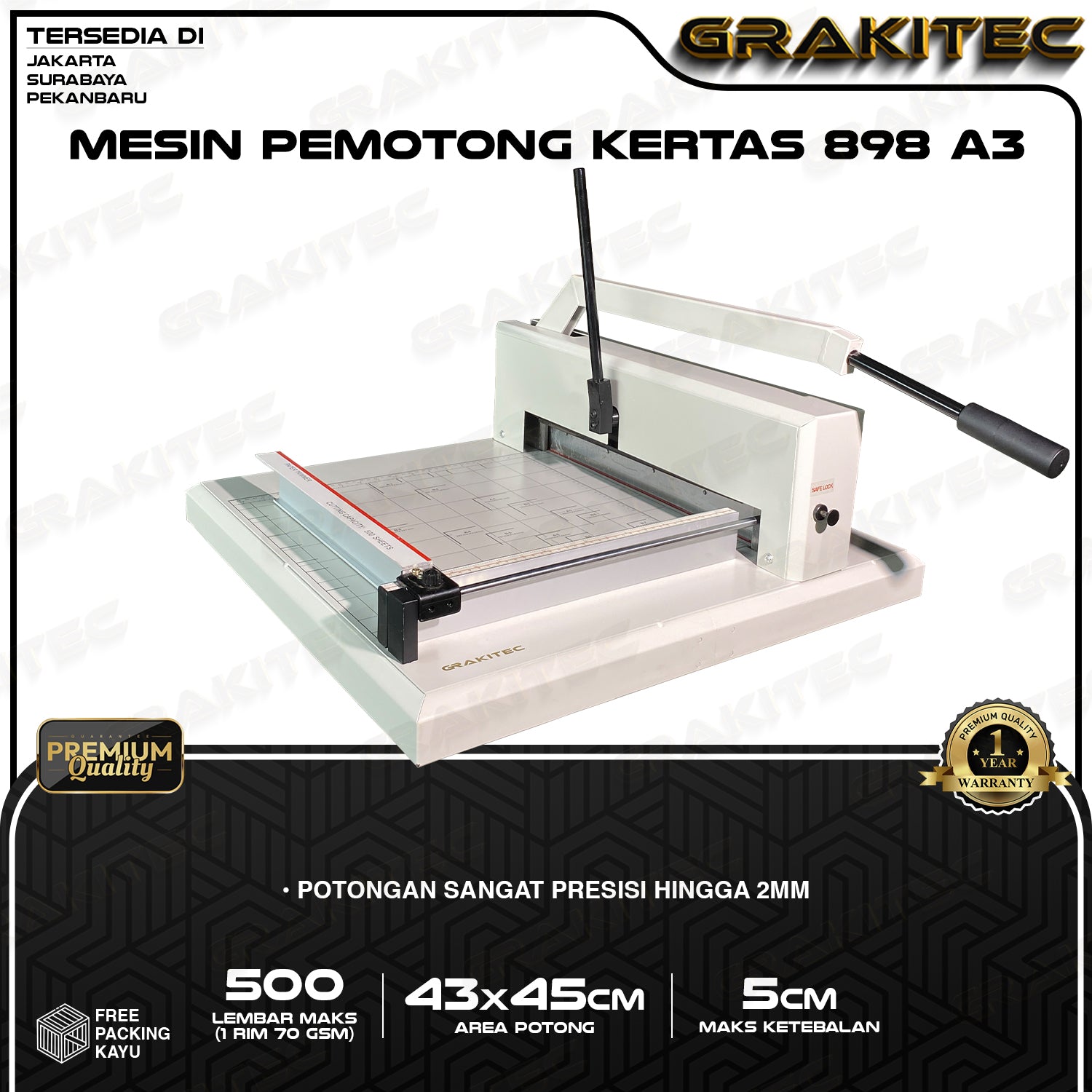 Mesin Pemotong Kertas 1 RIM 898 A3  + Kaki Meja Grakitec