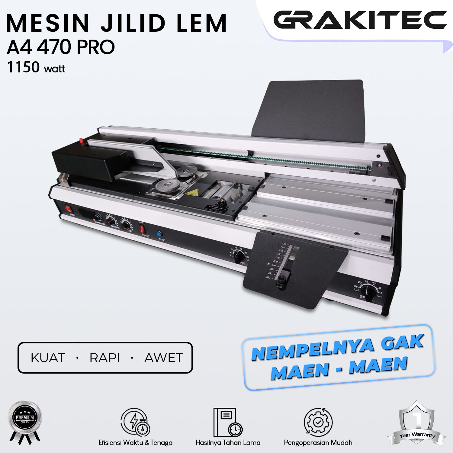 Mesin Jilid buku Bending OTOMATIS FULL Dekstop A4 470 PRO Jilid Lem Panas